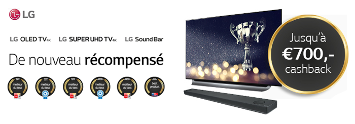 Jusqu'à €700 cashback avec LG