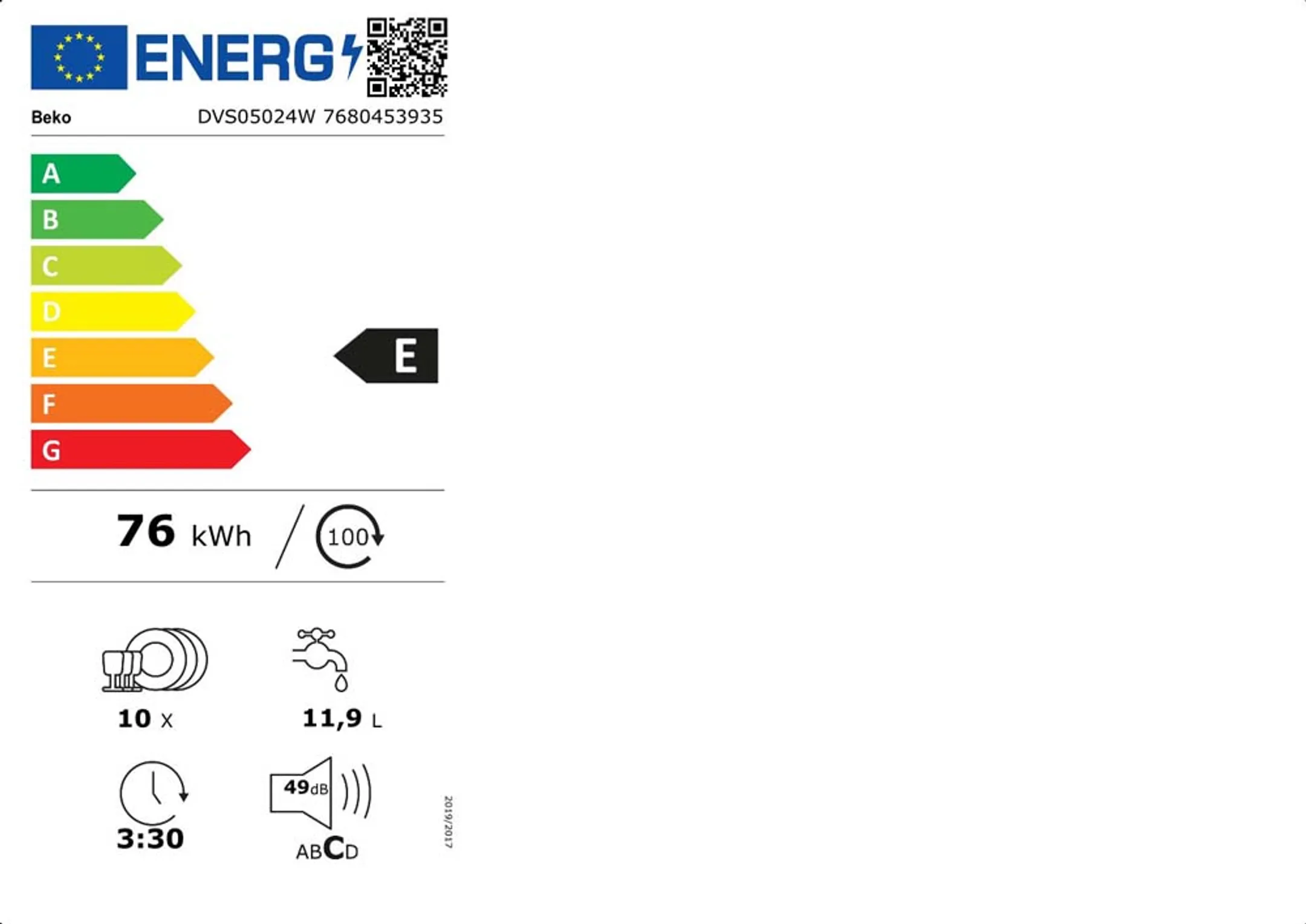 Beko Vaatwasser DVS05024W image