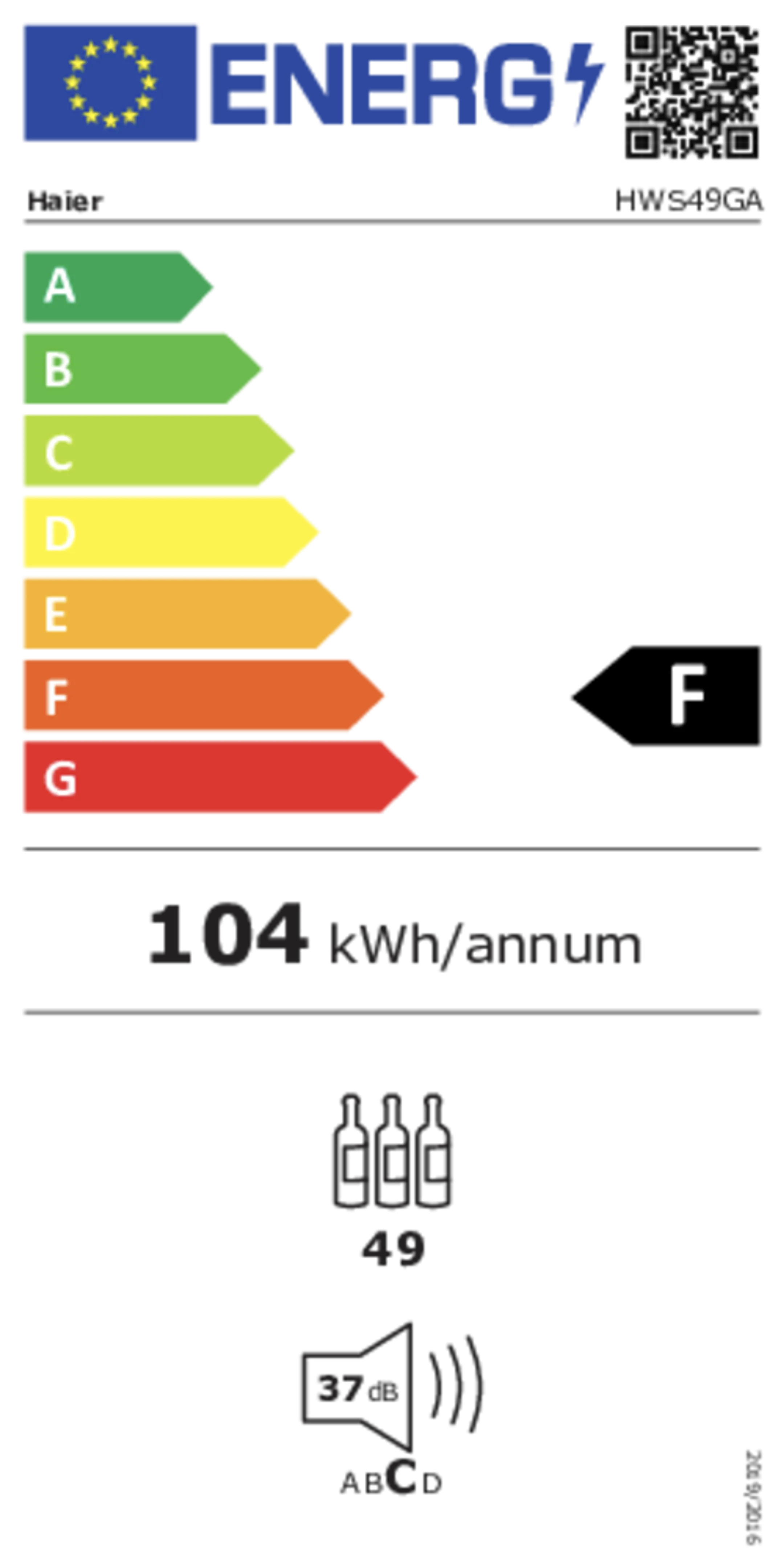 Haier Wijnkoelkast HWS49GA Natural Airflow Anti-UV image