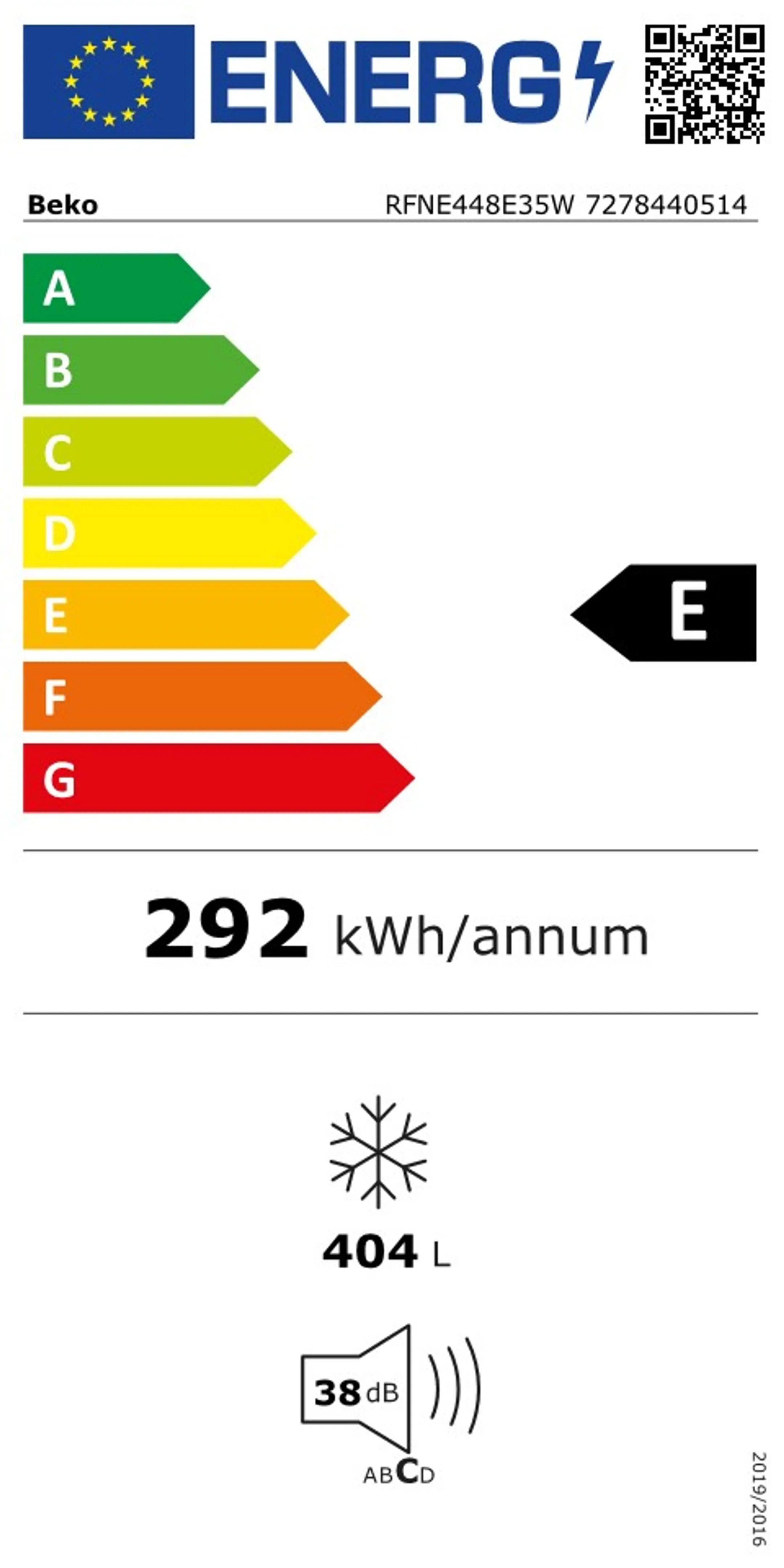 Beko Diepvries RFNE448E35W image