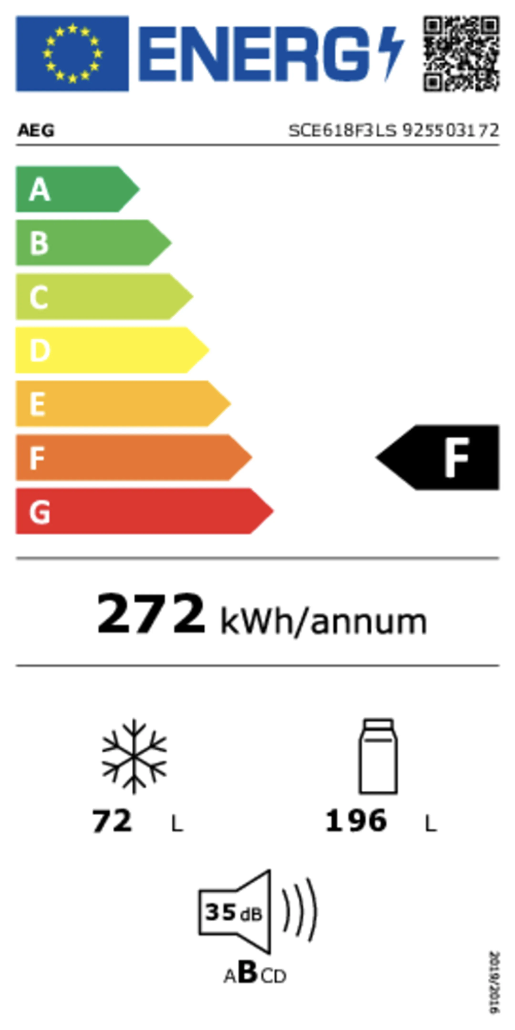 AEG Koelkast met diepvries SCE618F3LS image