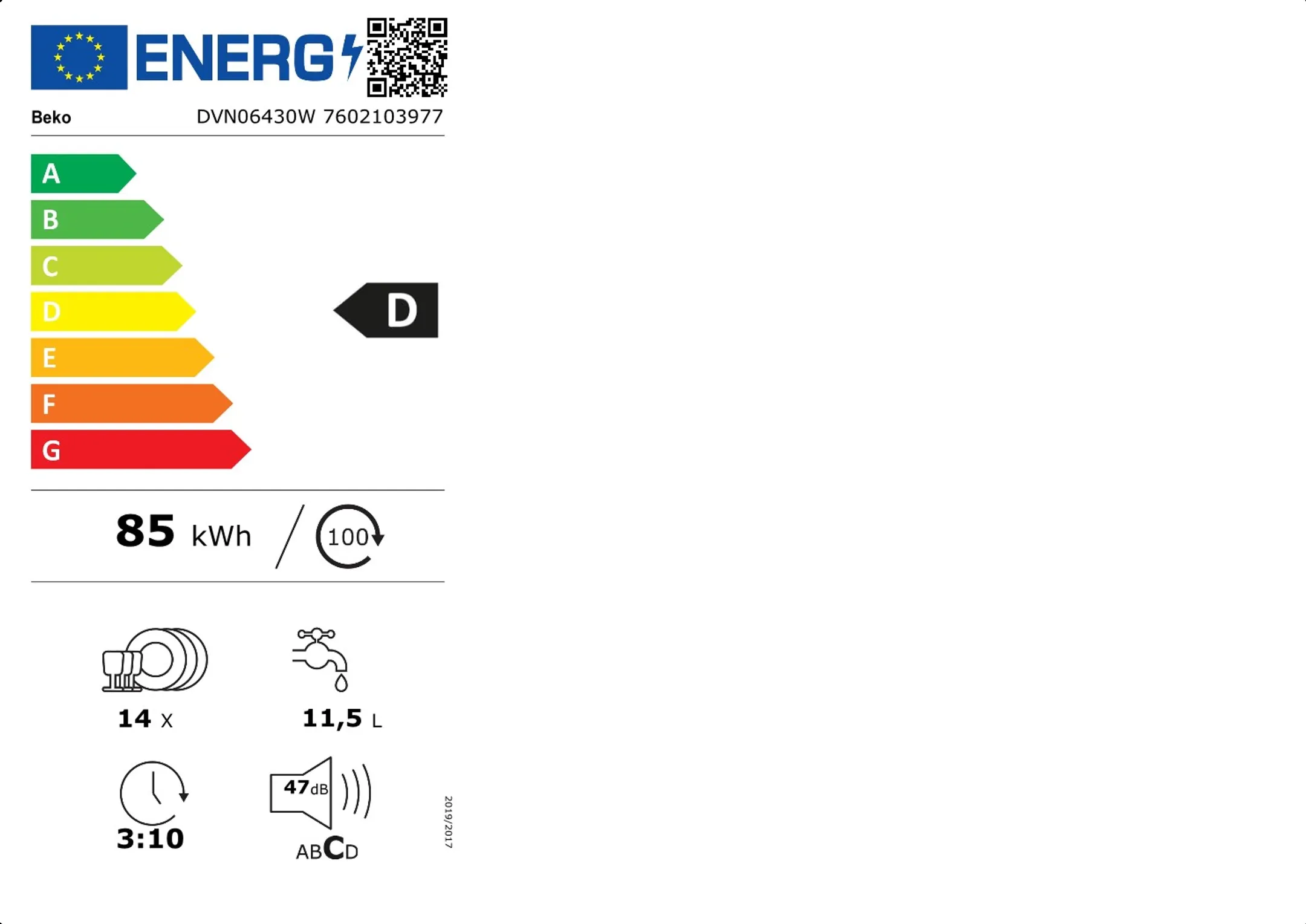 Beko Vaatwasser DVN06430W image