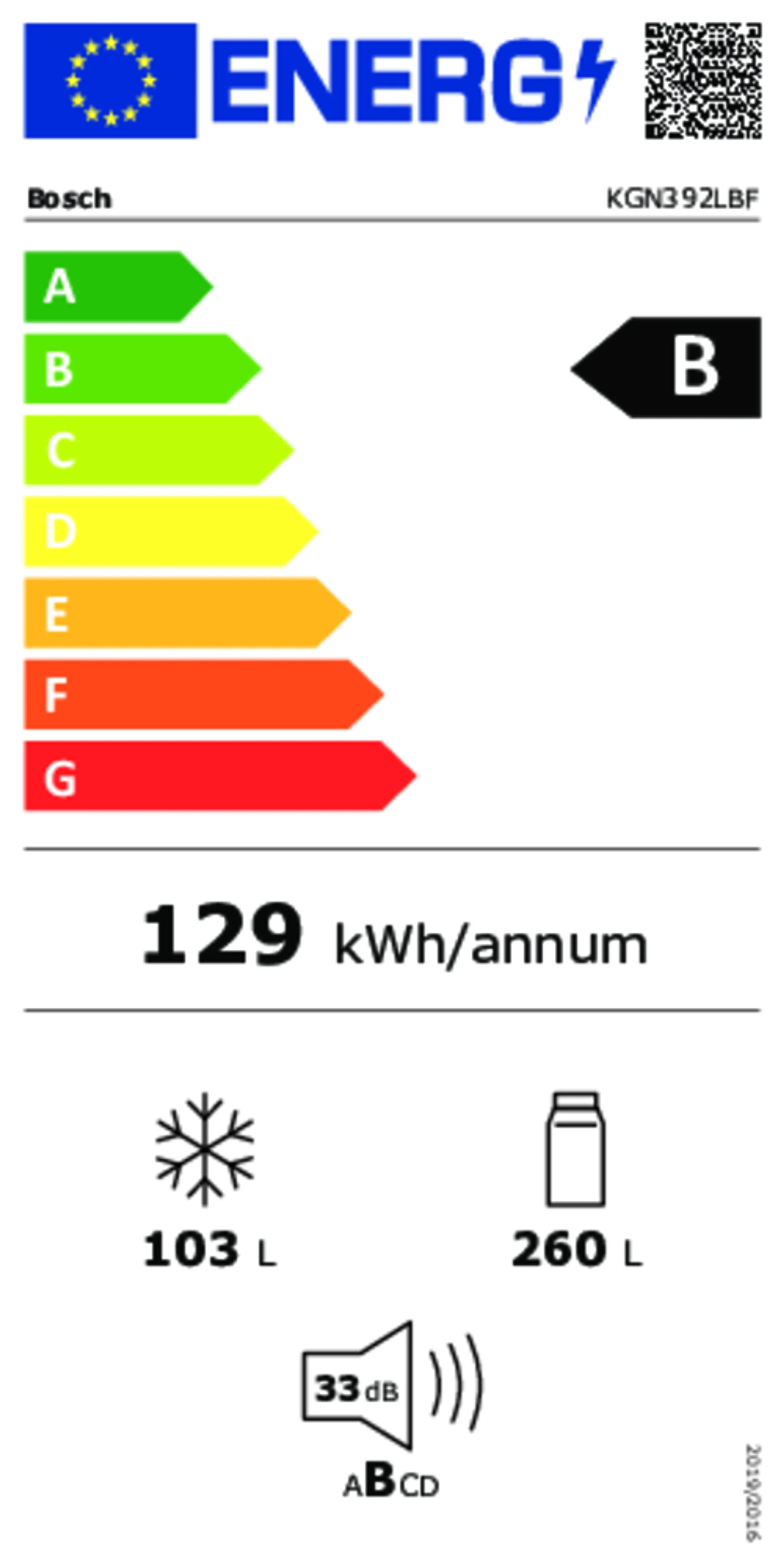 Bosch Frigo avec congélateur KGN392LBF Serie 4 Total No-frost 203 cm image