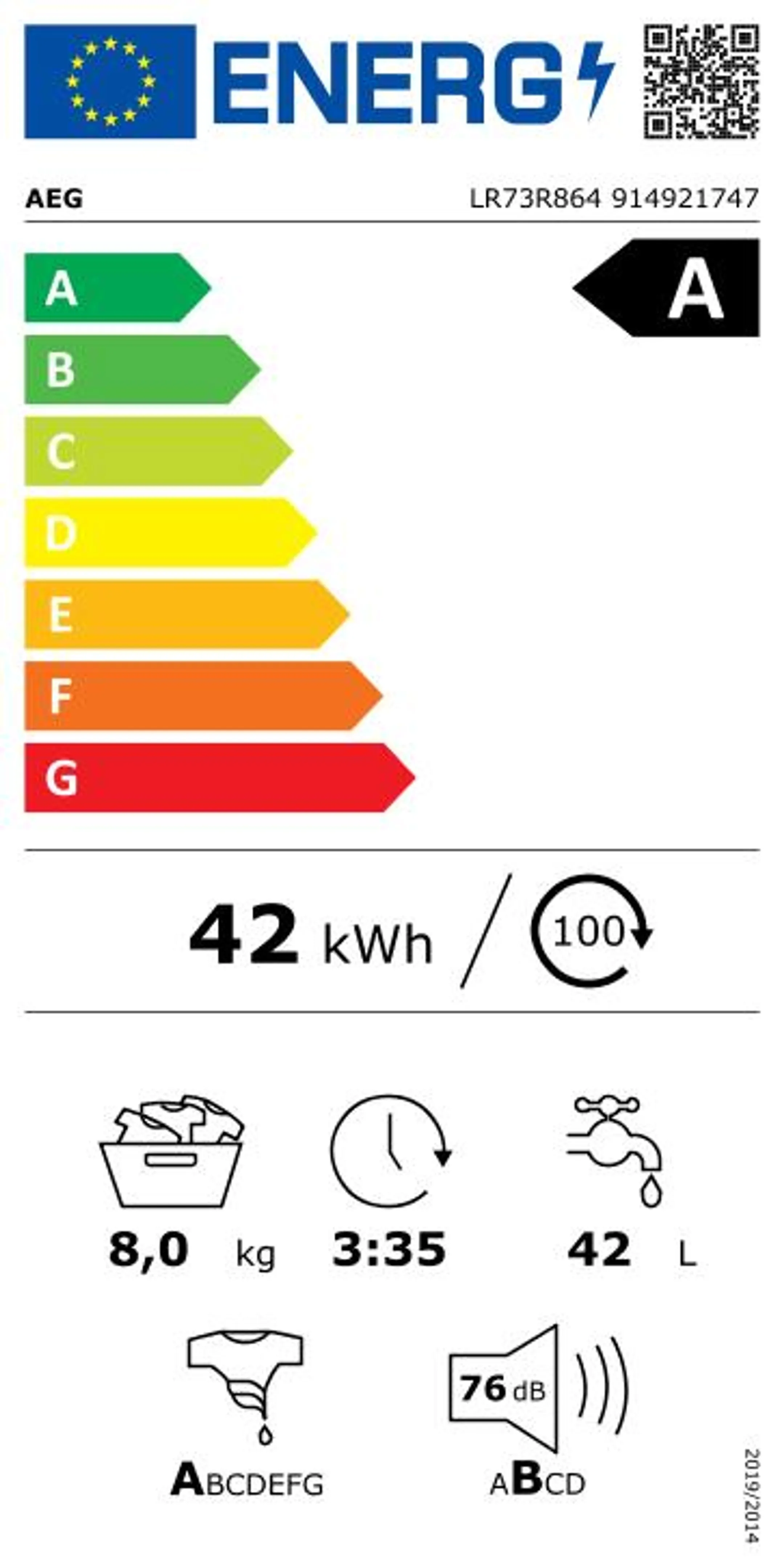 AEG Wasmachine LR73R864 ProSteam image
