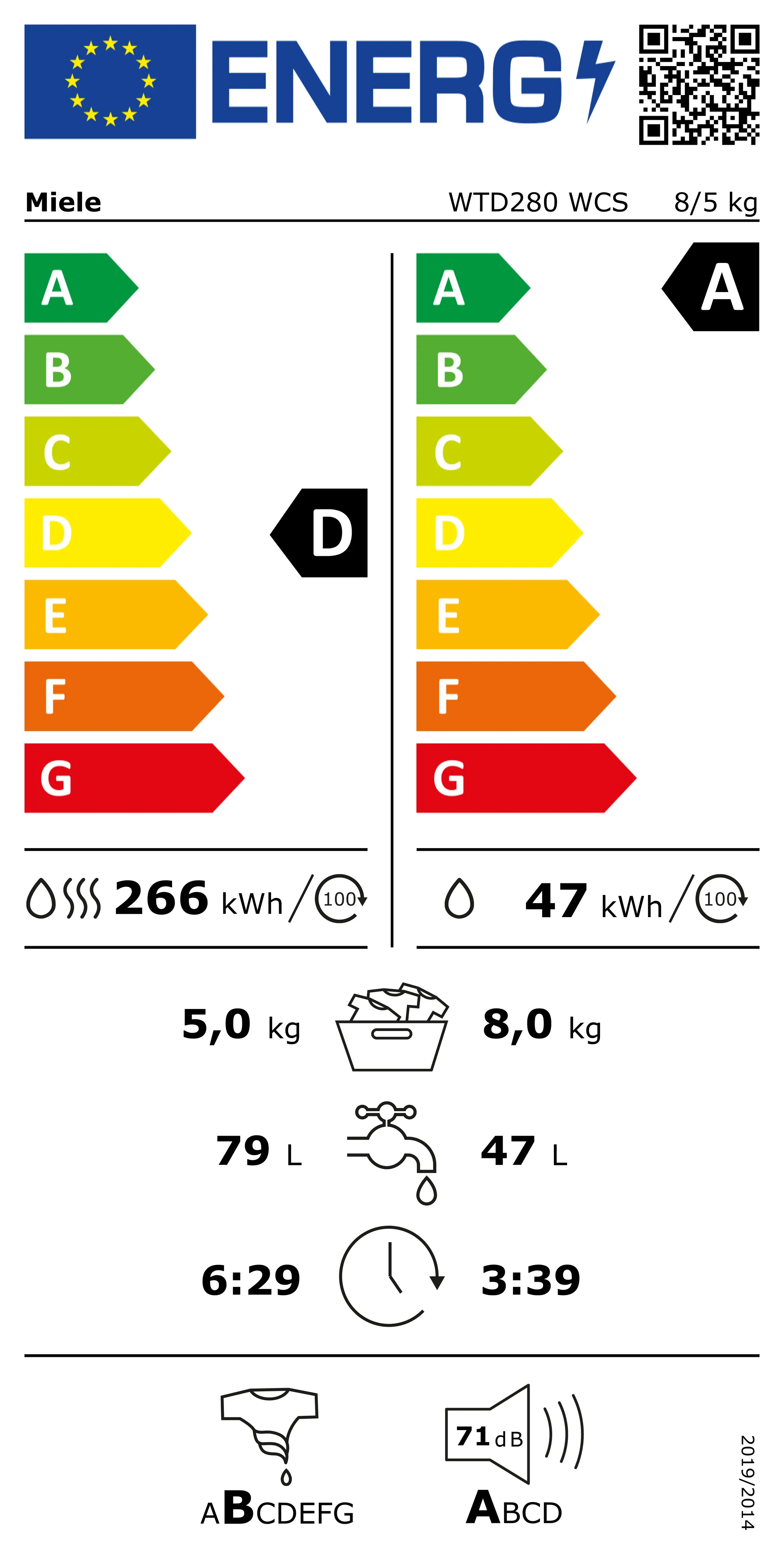 Miele Was-droogcombinatie WTD280 WCS image