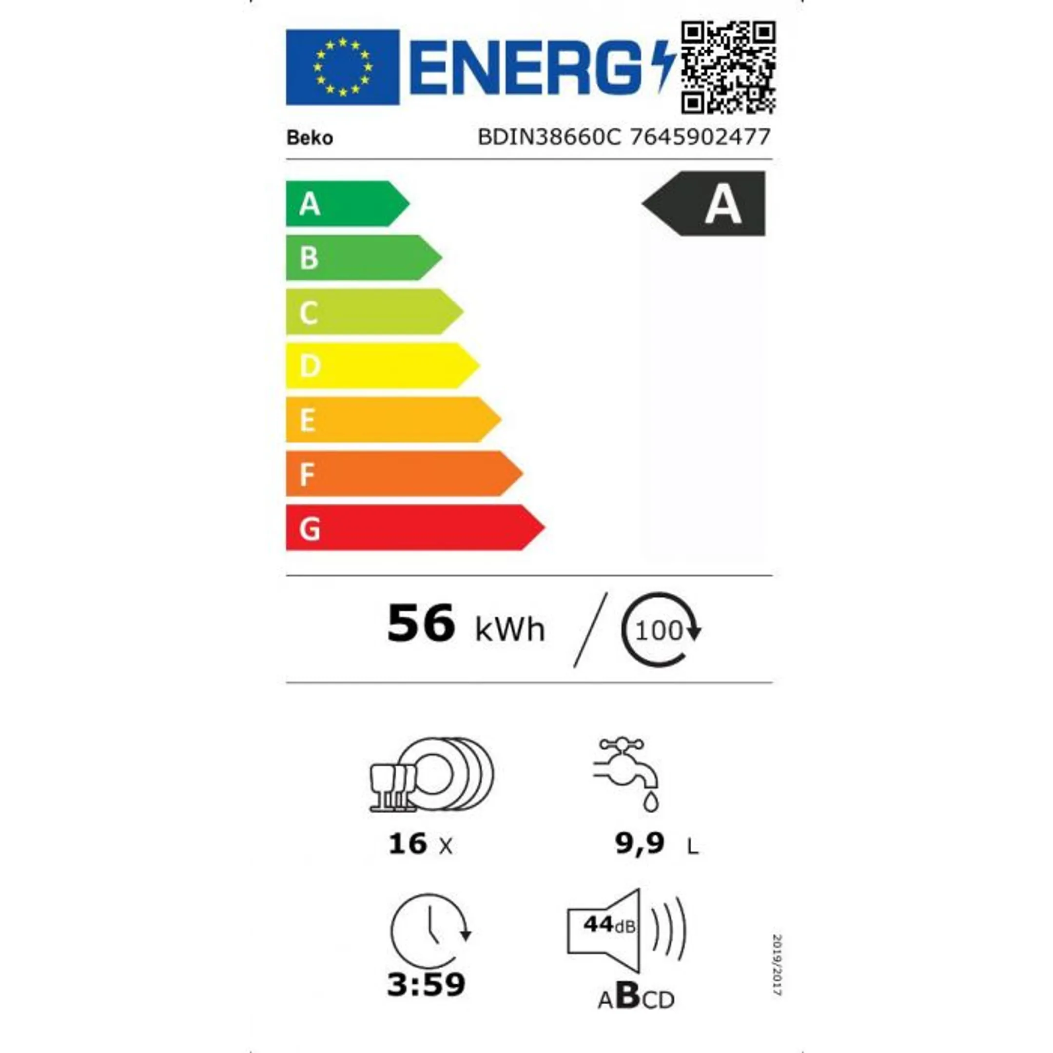 Beko Inbouw vaatwasser BDIN38660C image