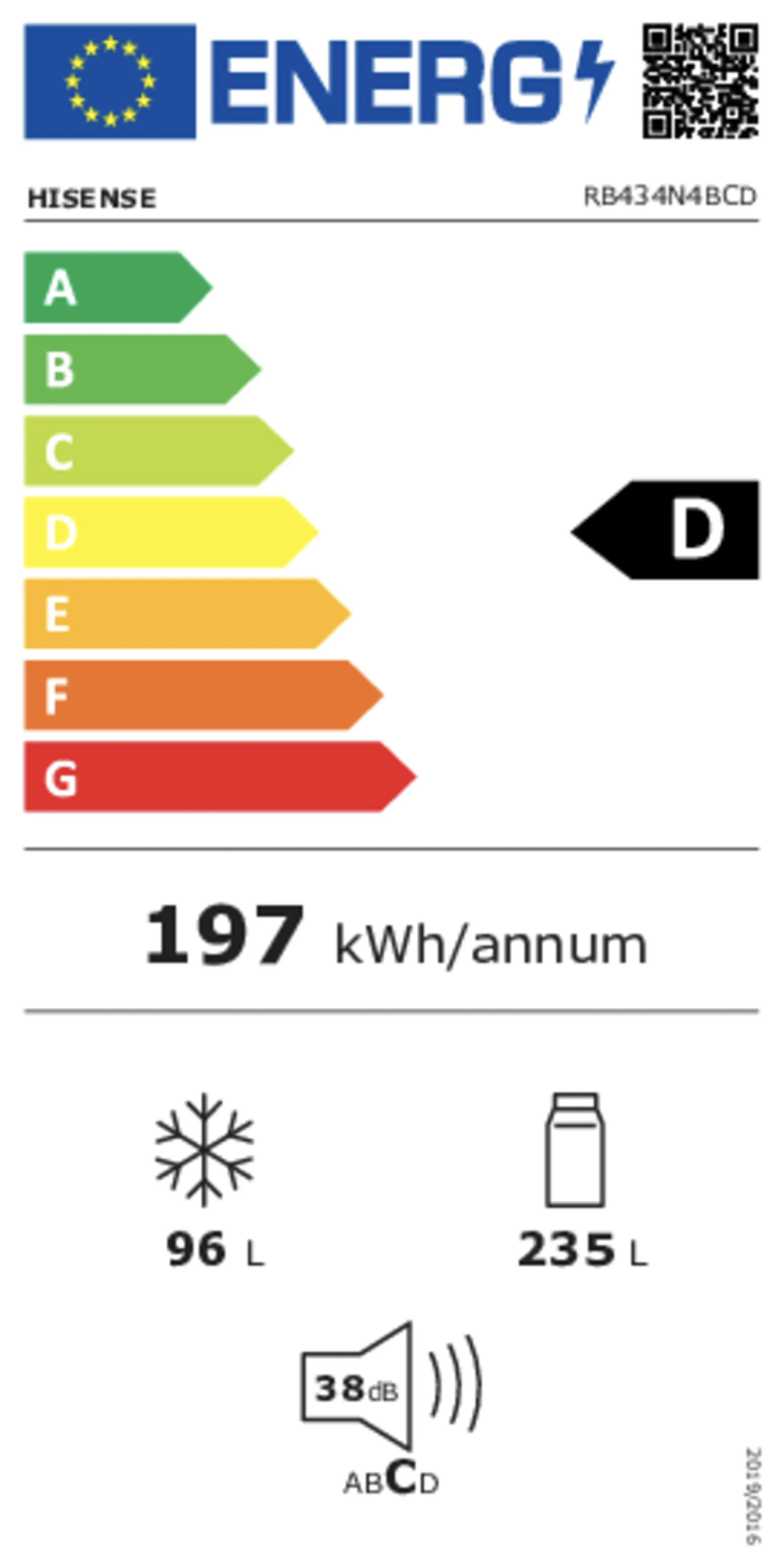 Hisense Combi frigo congélateur RB434N4BCD image