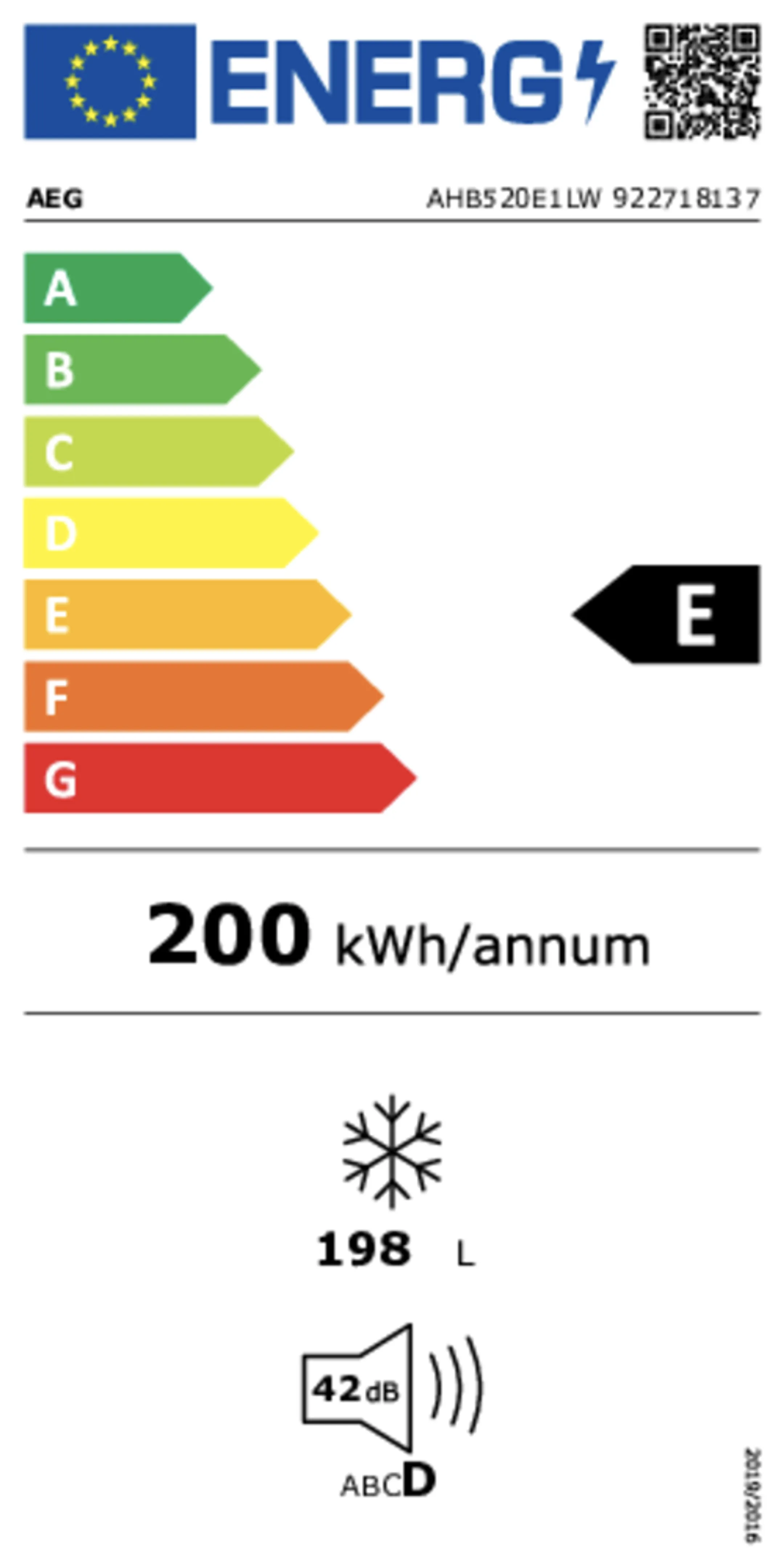 AEG Congélateur AHB520E1LW LOWFROST image