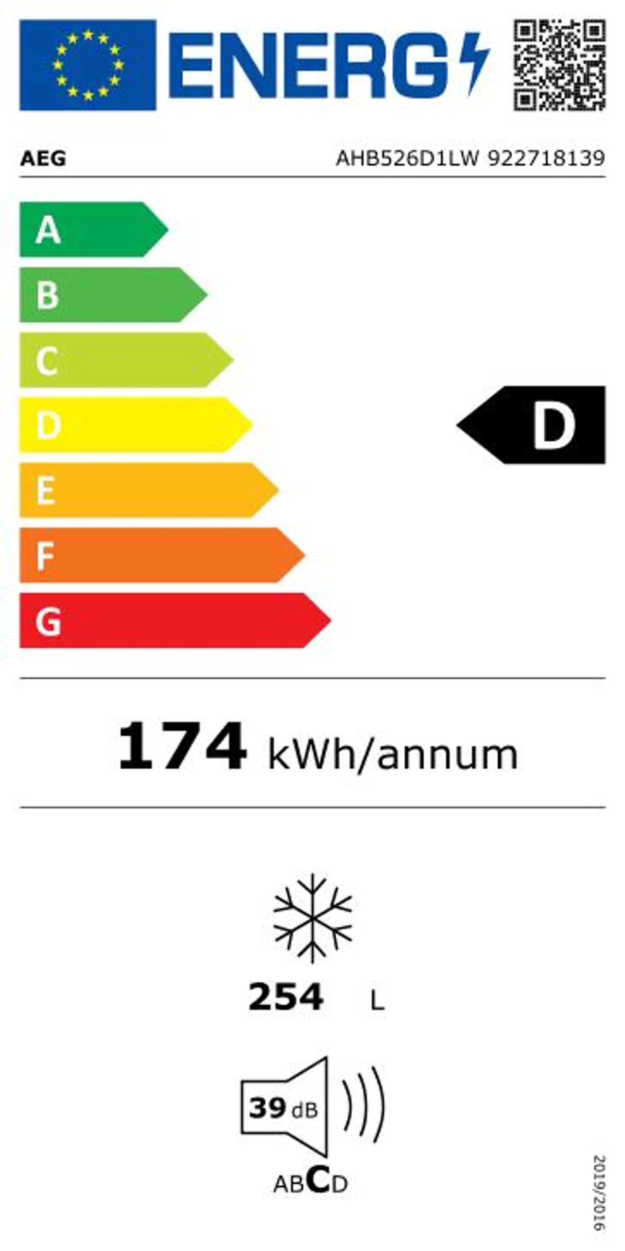 AEG Diepvries AHB526D1LW LowFrost image