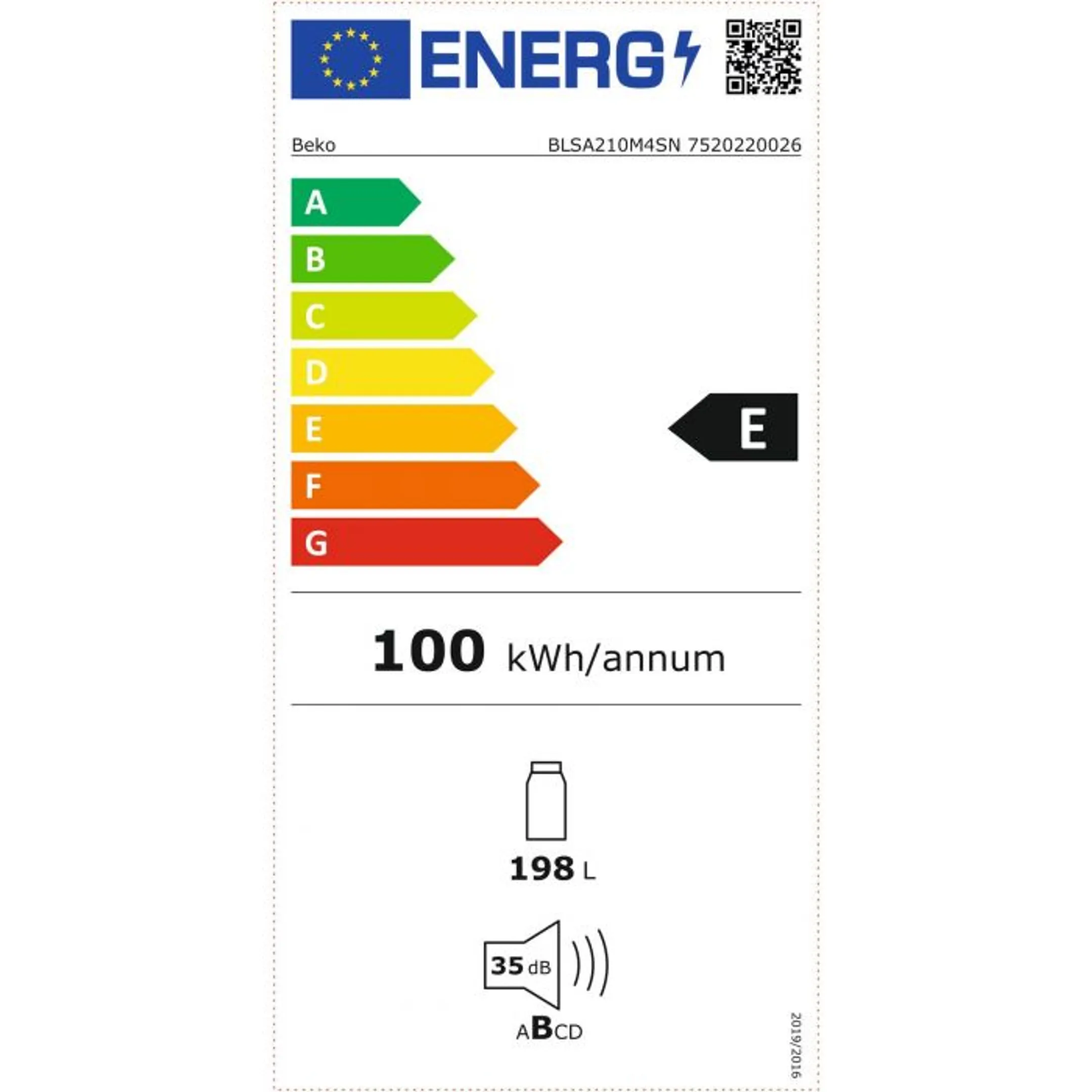 Beko Inbouw koelkast BLSA210M4SN image