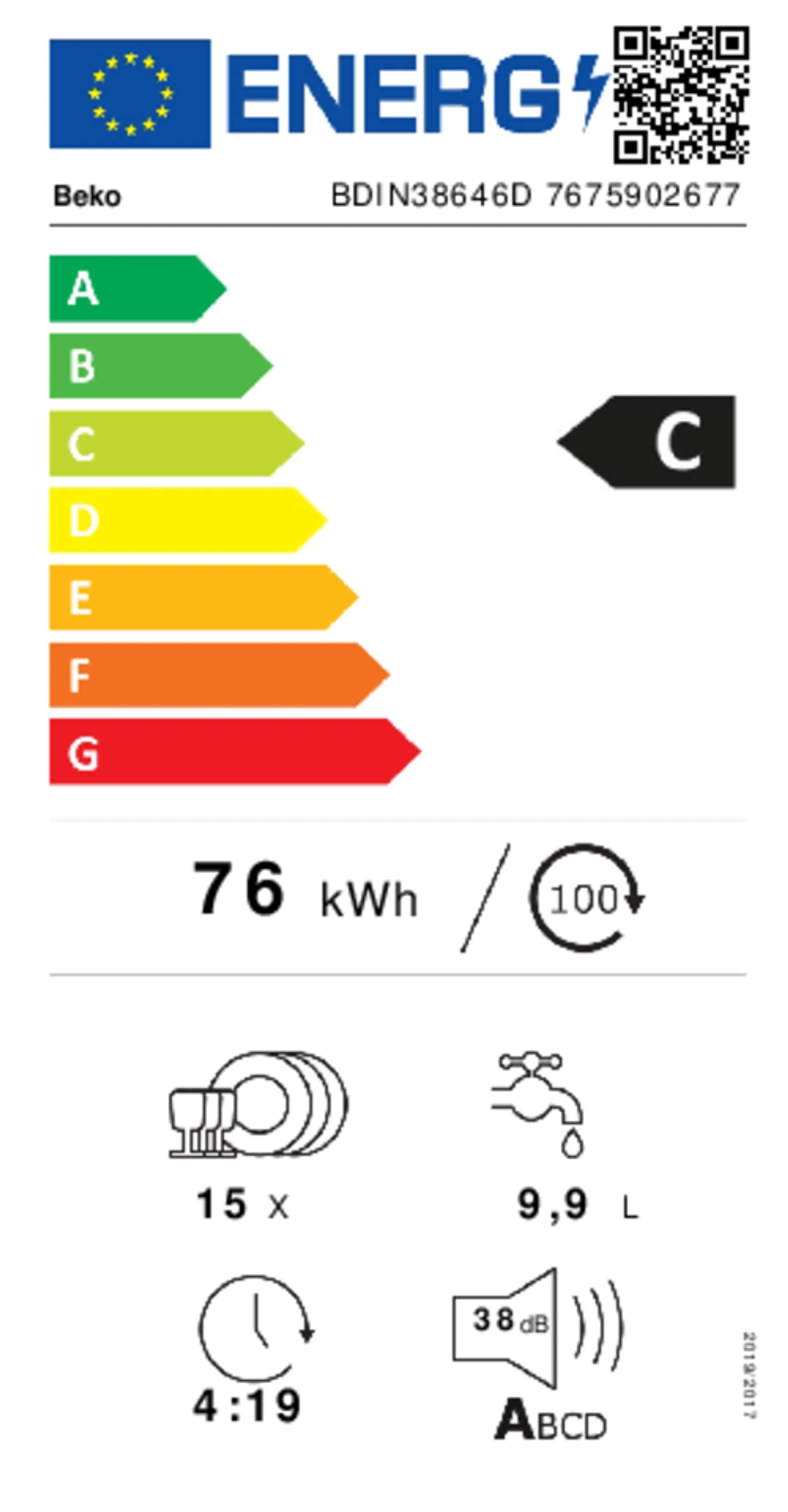 Beko Inbouw vaatwasser BDIN38646D image