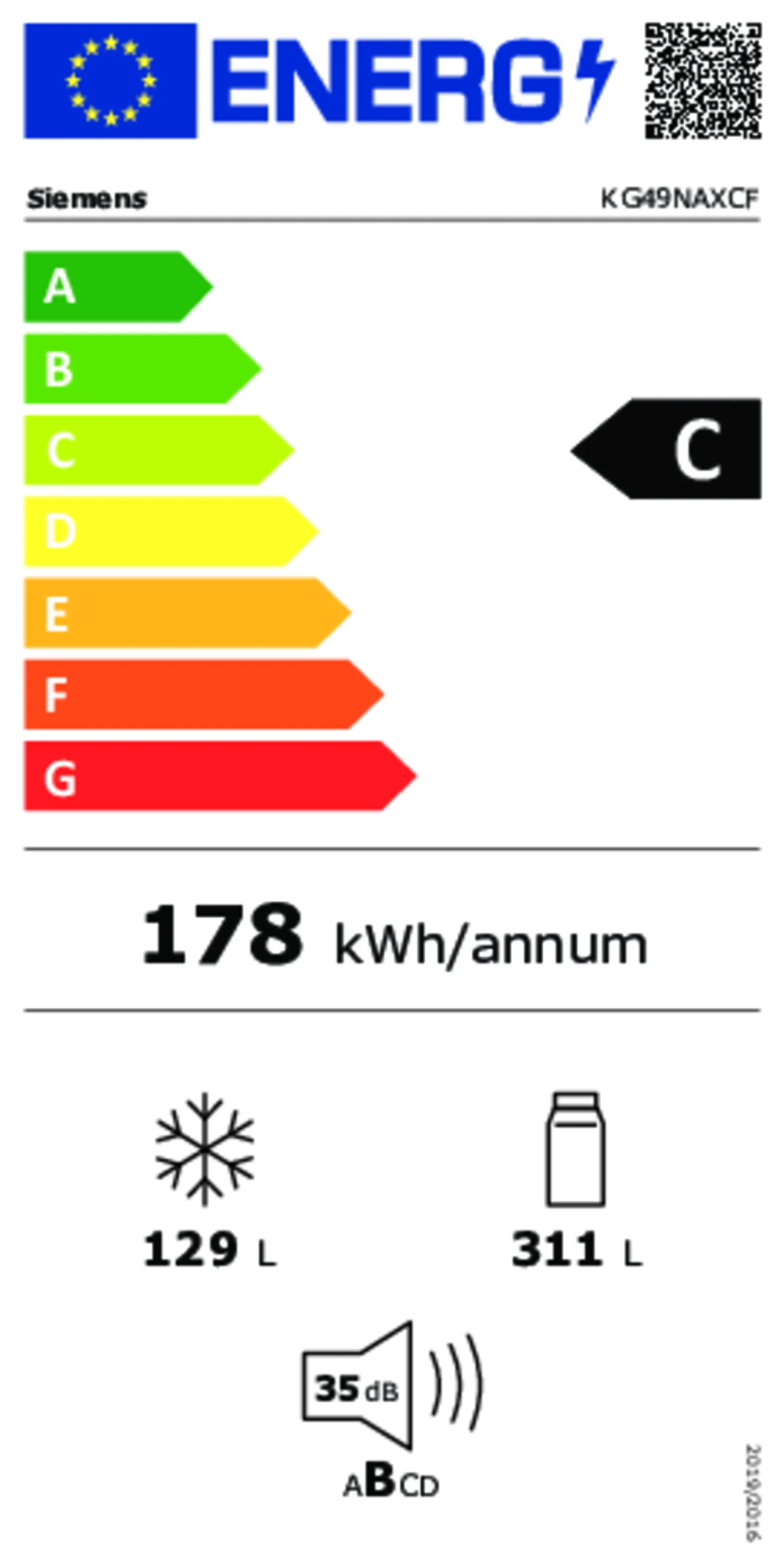 Siemens Frigo avec congélateur KG49NAXCF iQ500 Total No-frost 203 cm image