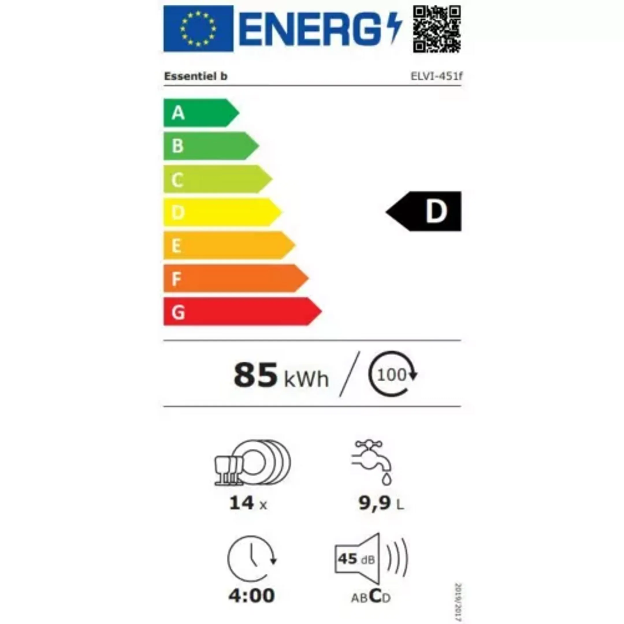 Essentiel-B Inbouw vaatwasser ELVI-451f image