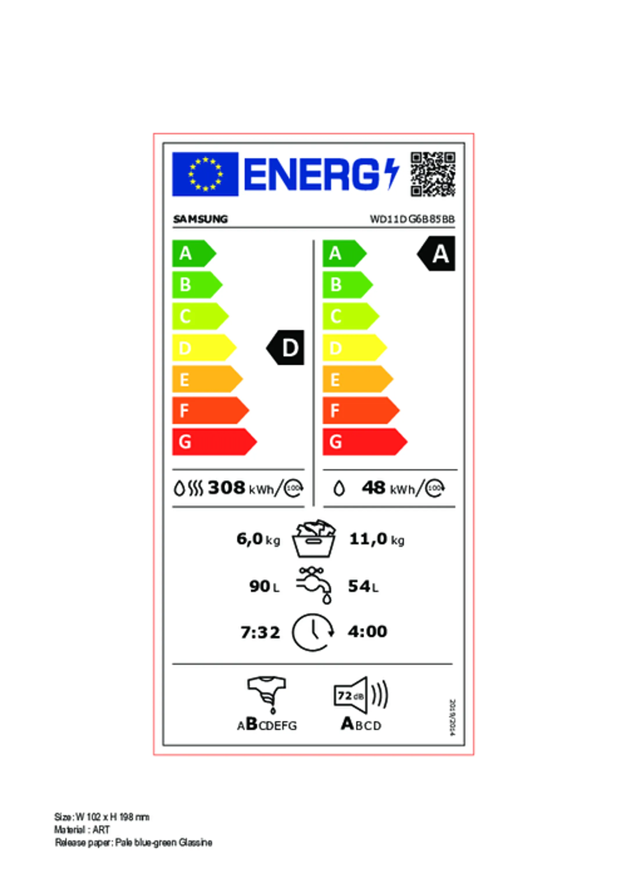 Samsung Was-droogcombinatie WD11DG6B85BB AI Wash image