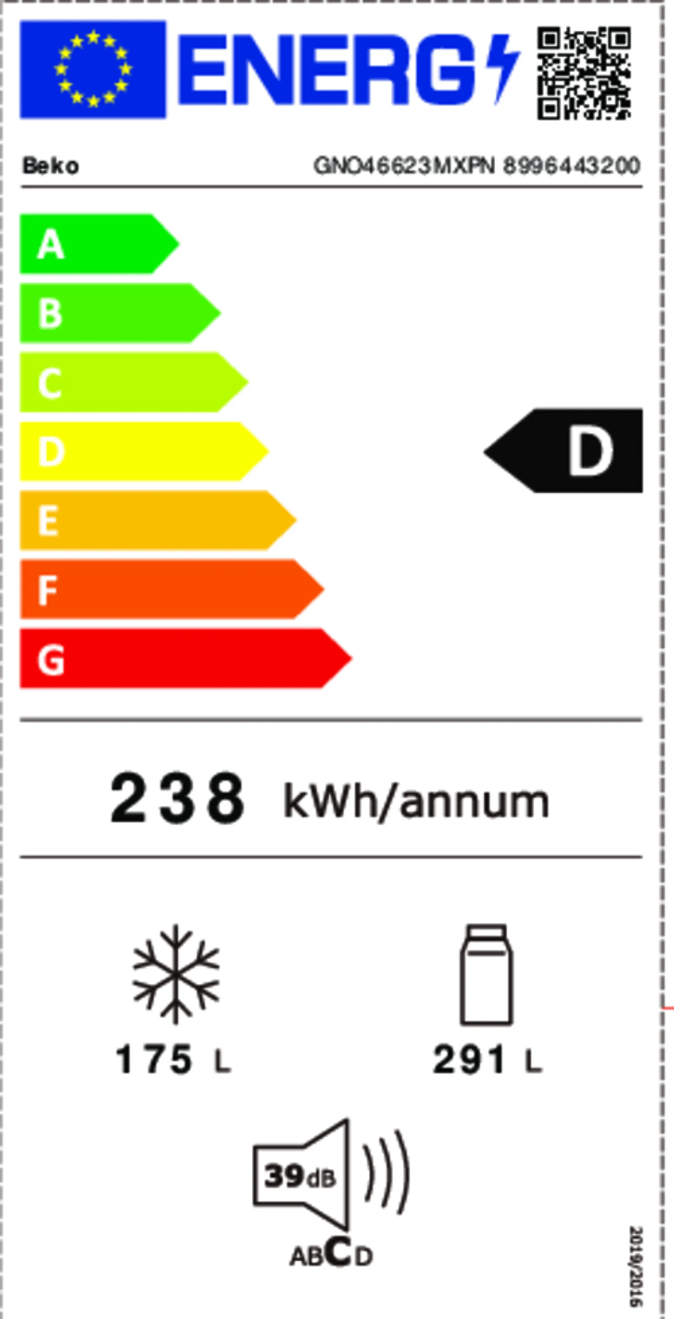Beko Frigo américain GNO46623MXPN image