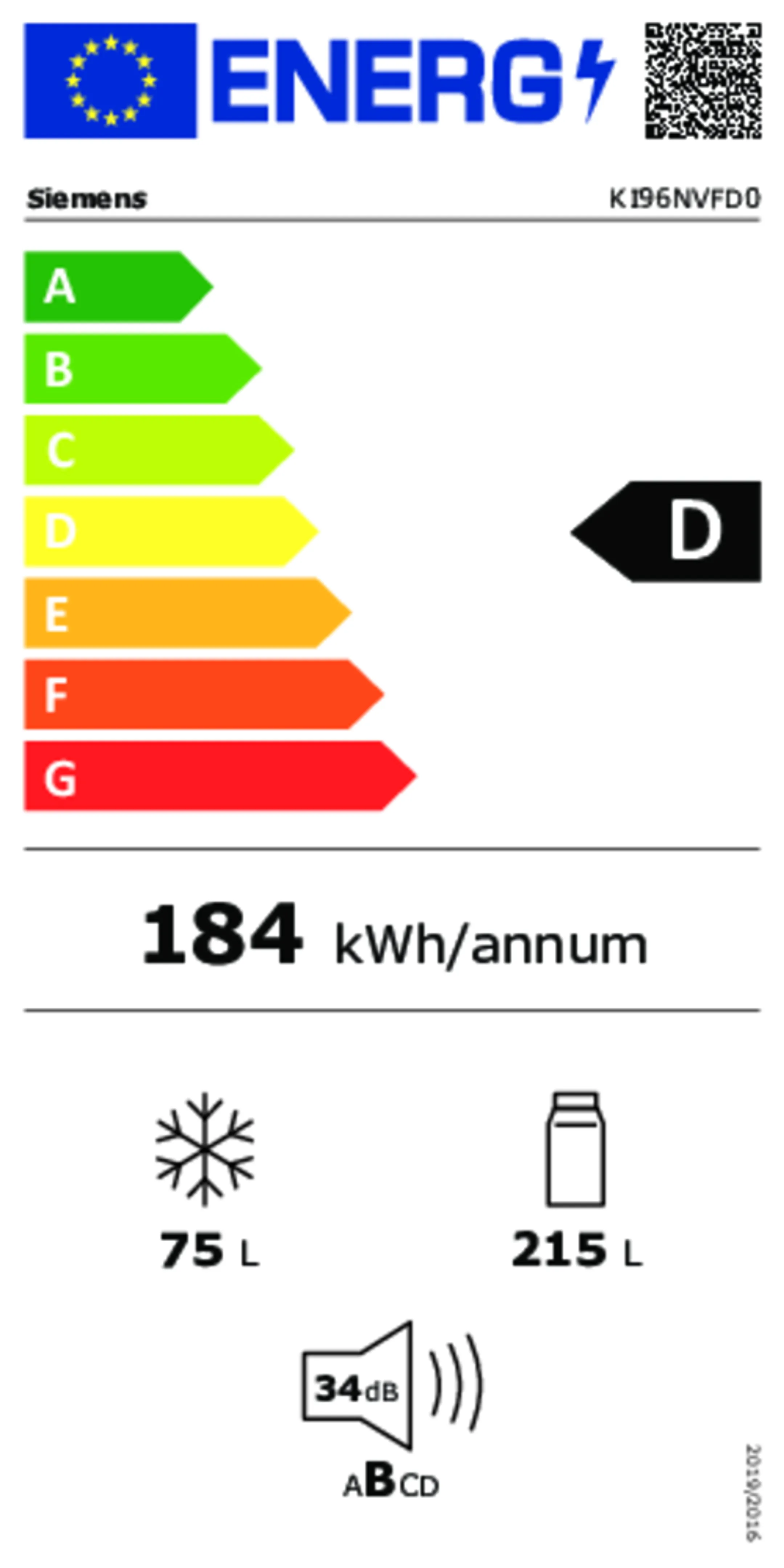 Siemens Combi frigo congélateur encastrable KI96NVFD0 image