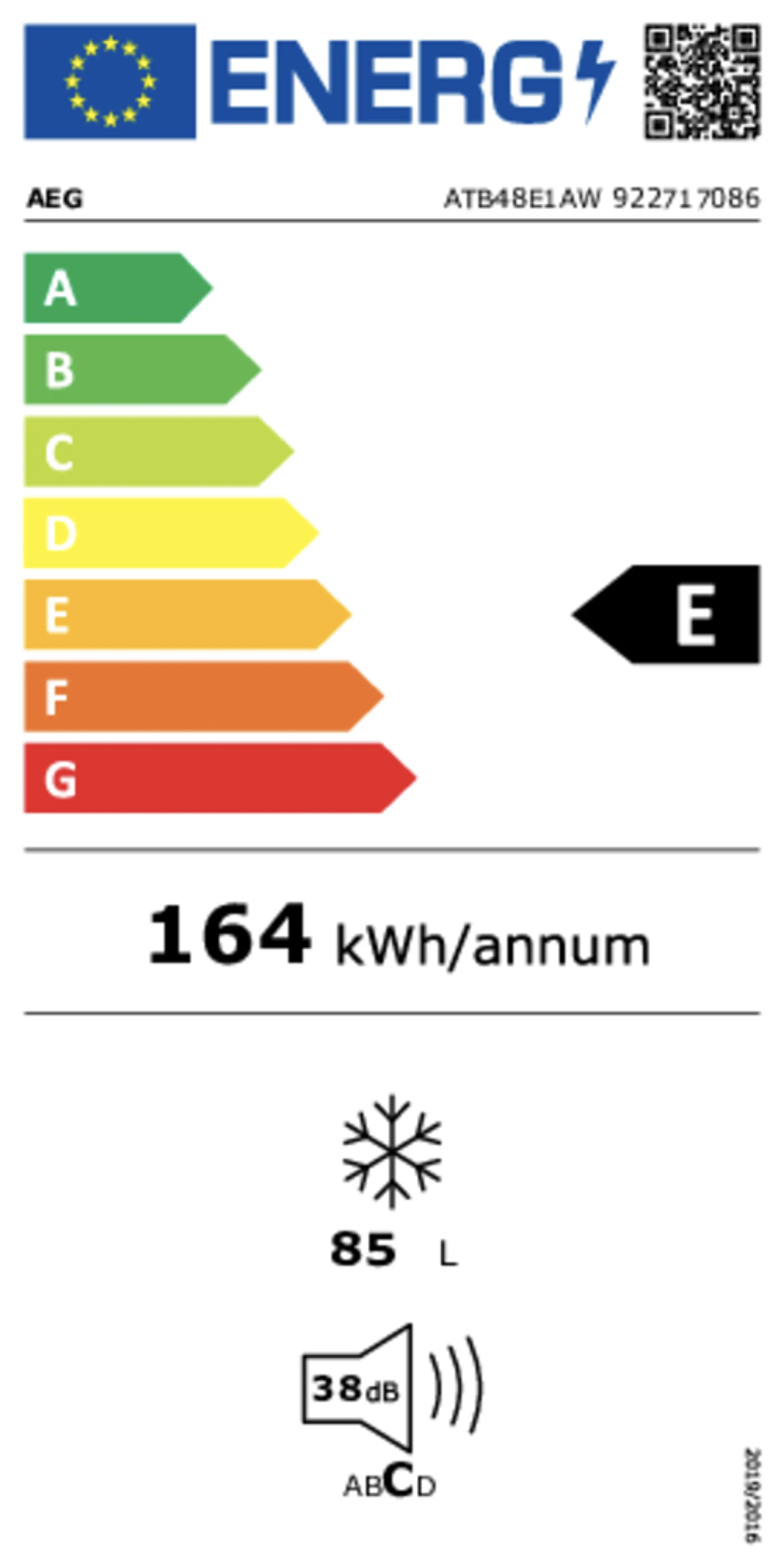 AEG Congélateur ATB48E1AW image
