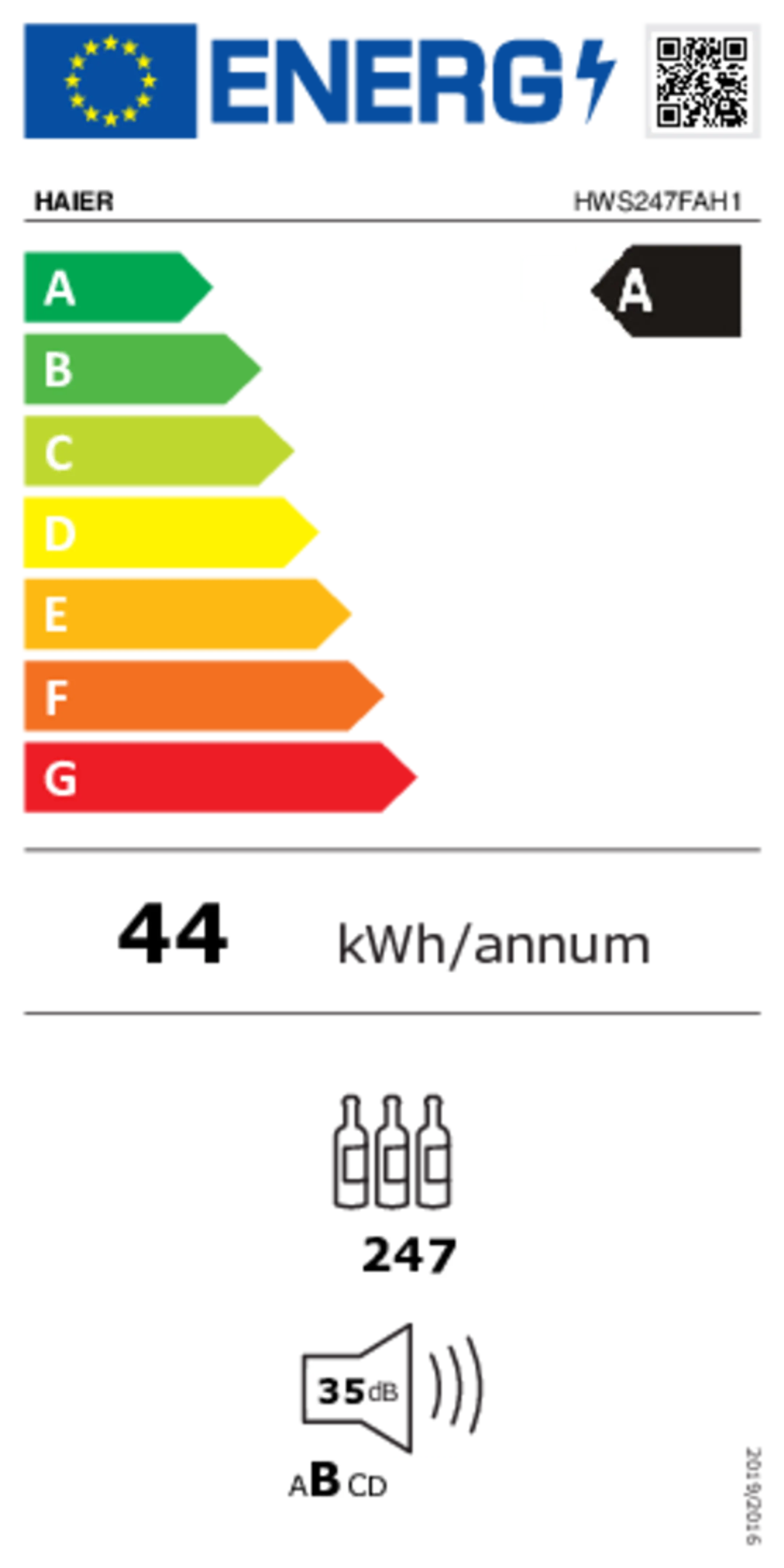 Haier Cave à vin HWS247FAH1 NaturalAirflow Anti-UV image