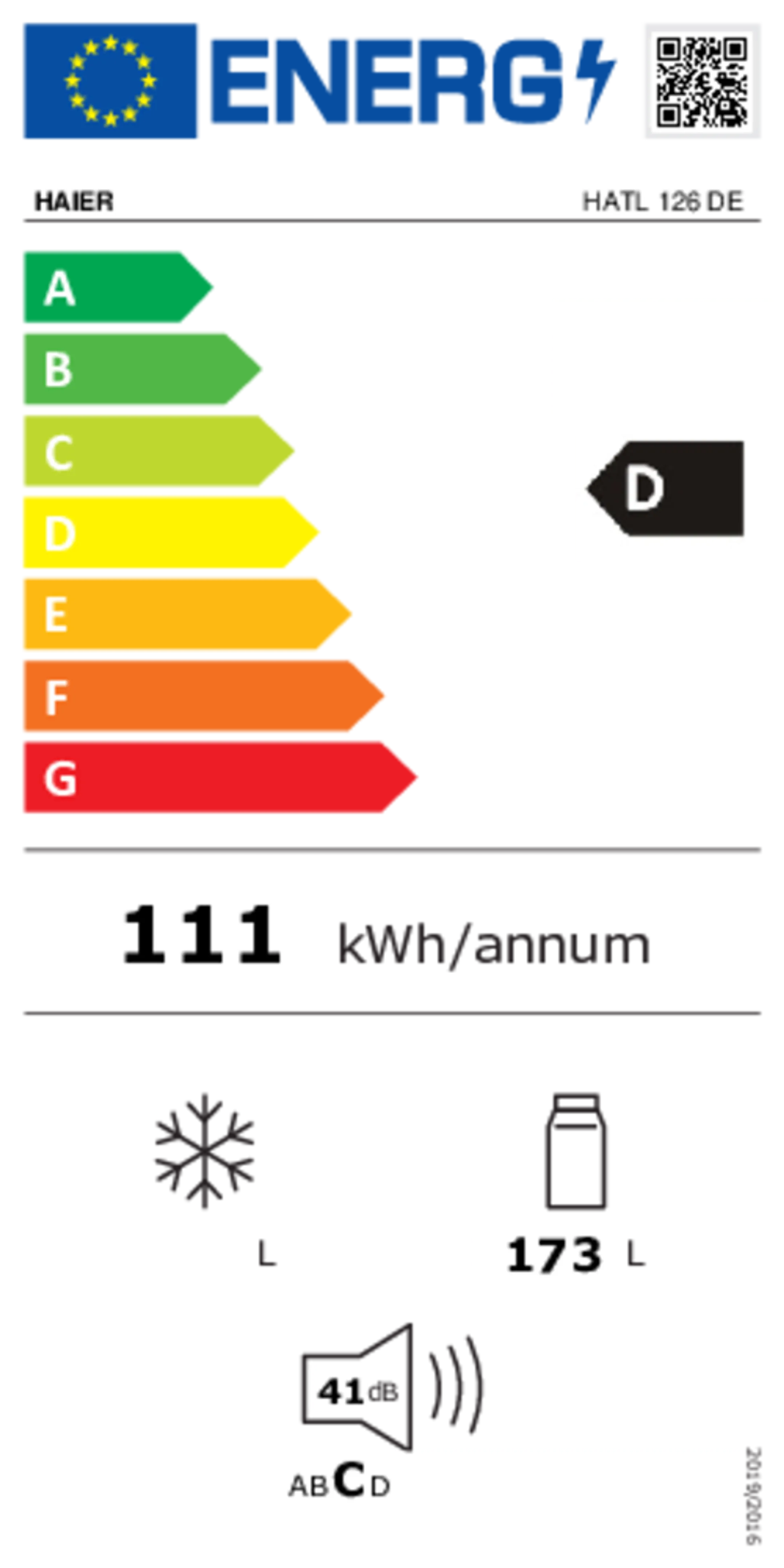 Haier Inbouw koelkast met 1 deur HATL 126 DE Daylight  image