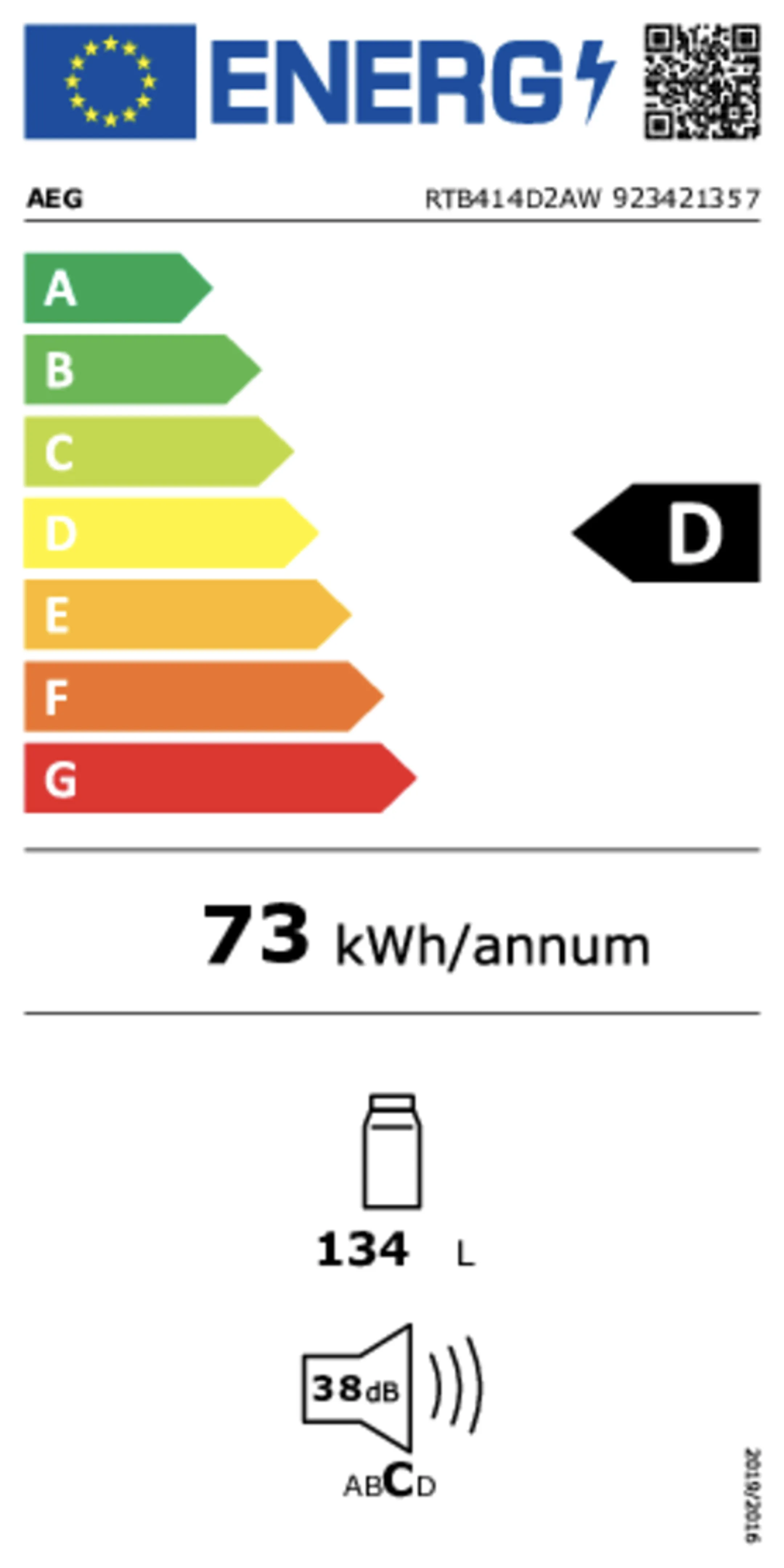 AEG Koelkast RTB414D2AW image