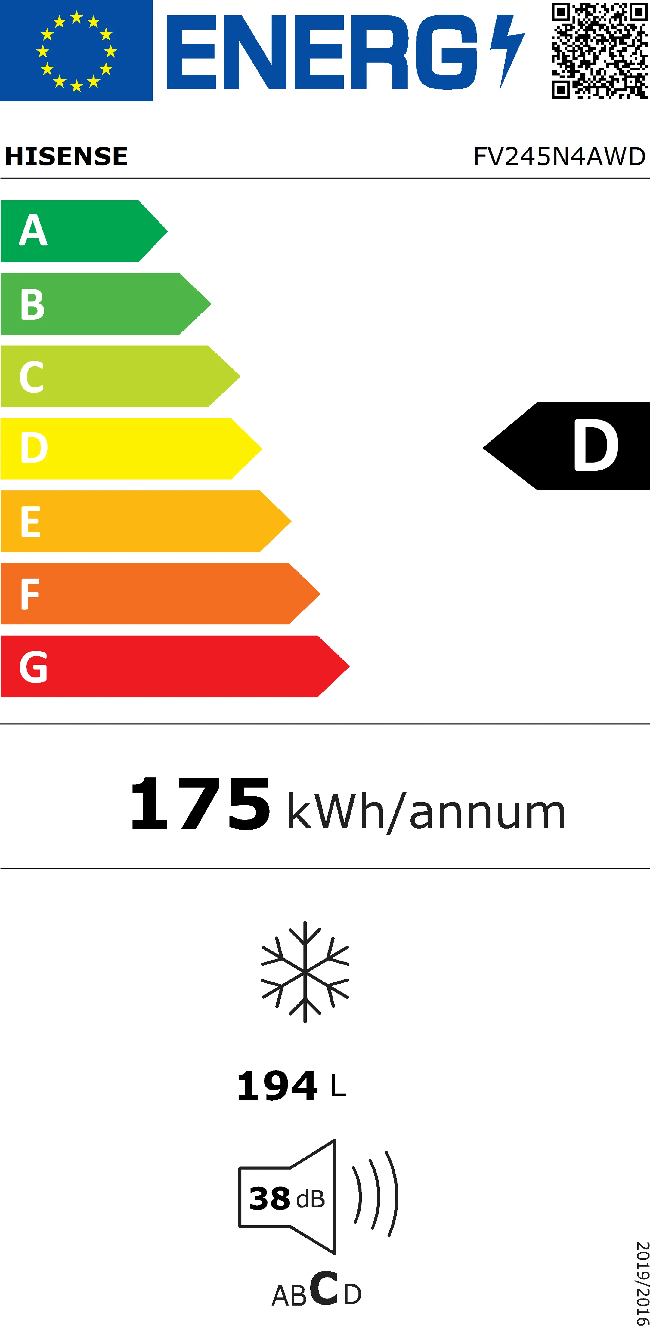 Hisense Diepvriezer FV245N4AWD image