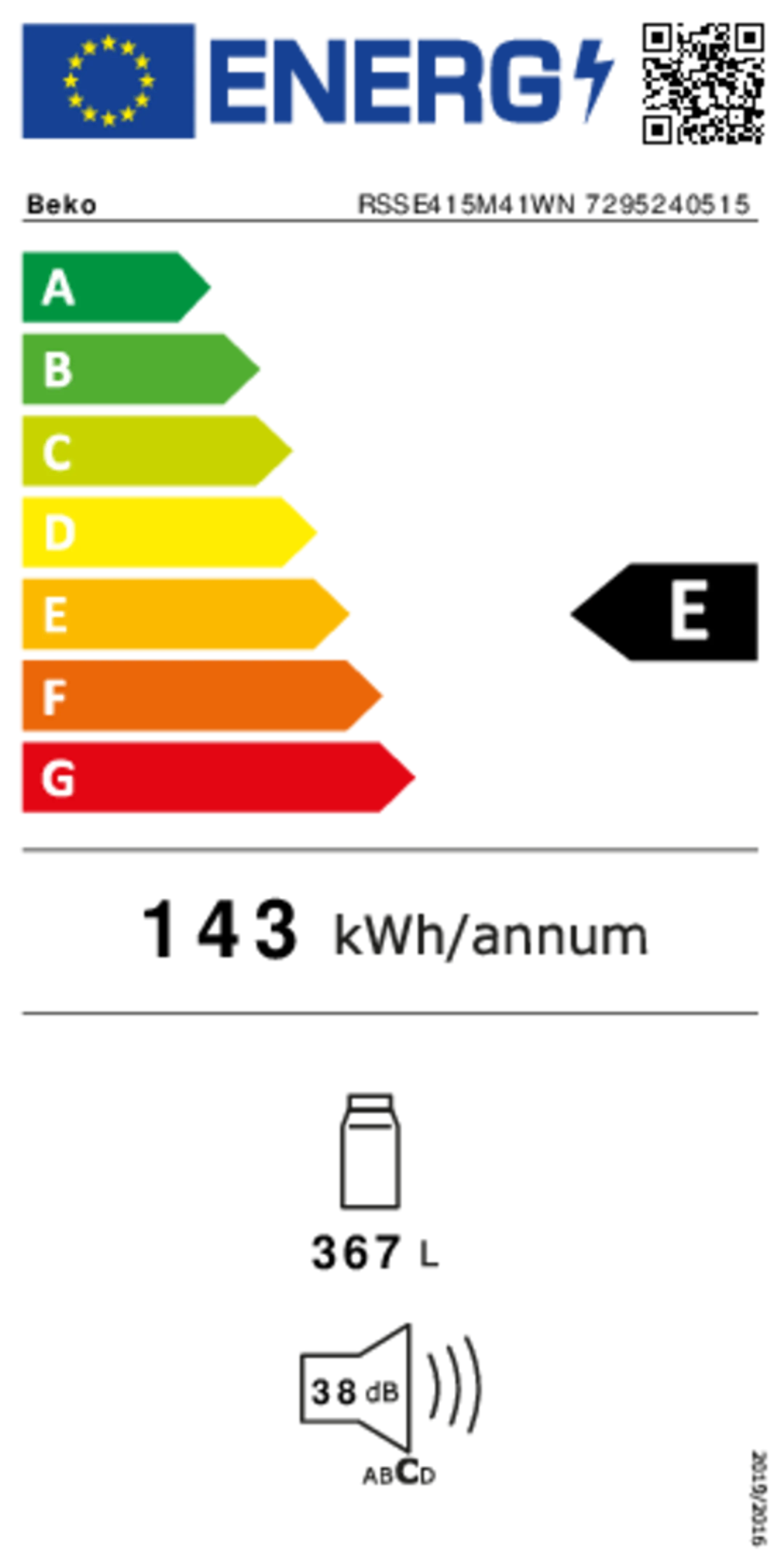 Beko Frigo RSSE415M41WN image