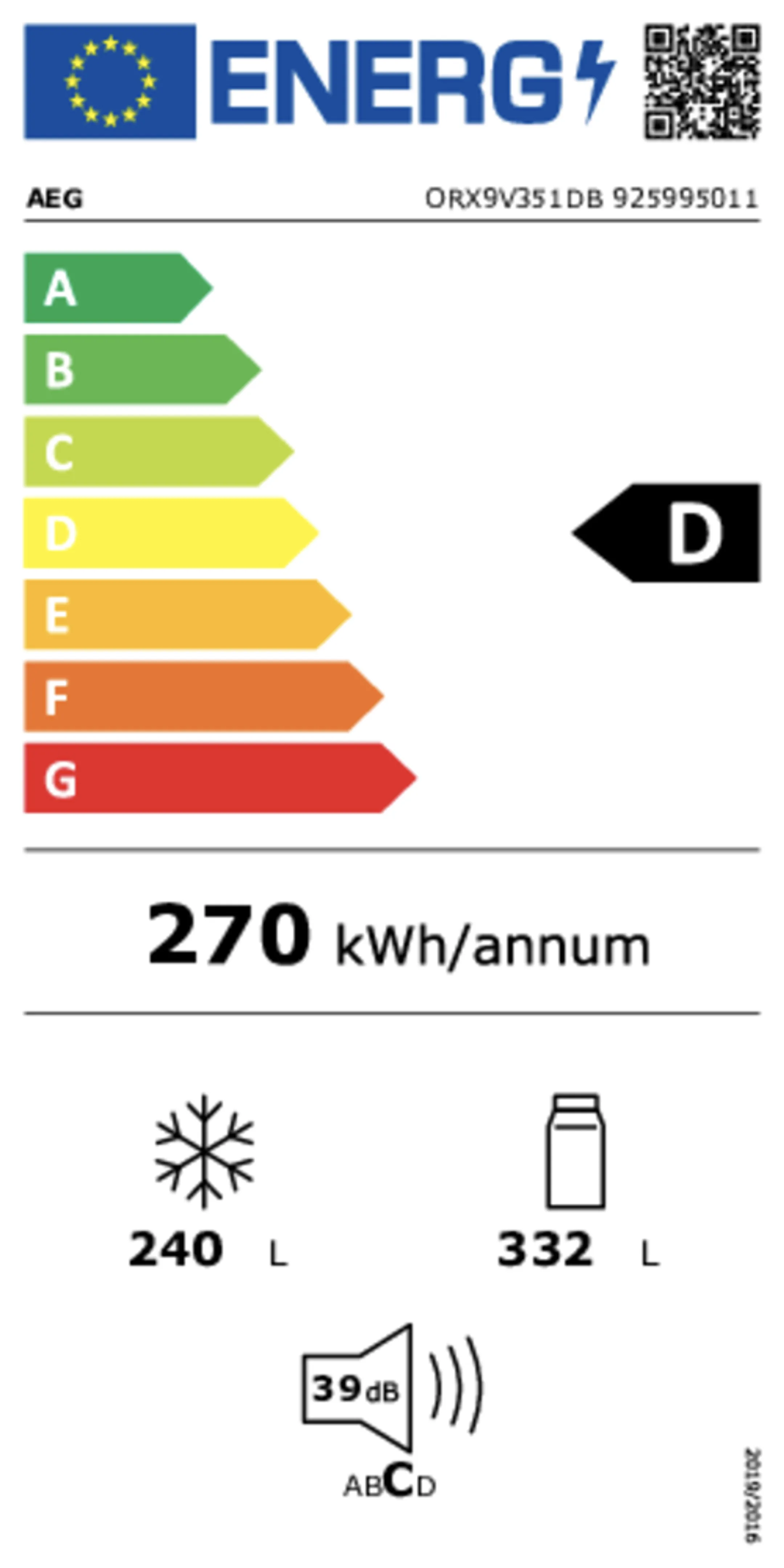 AEG Frigo américain ORX9V351DB 9000 MultiChill 0° image