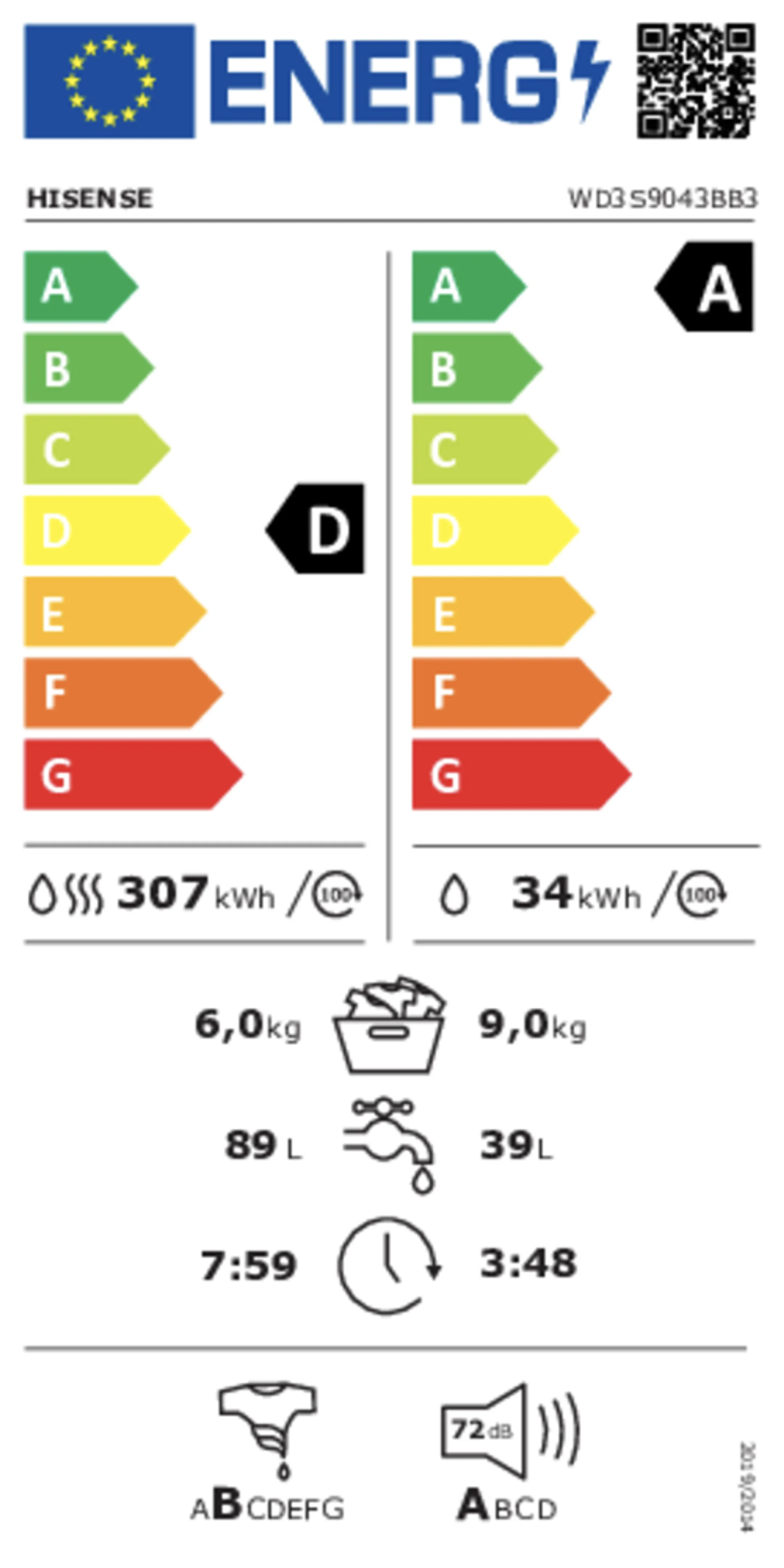 Hisense Was-droogcombinatie WD3S9043BB3  image