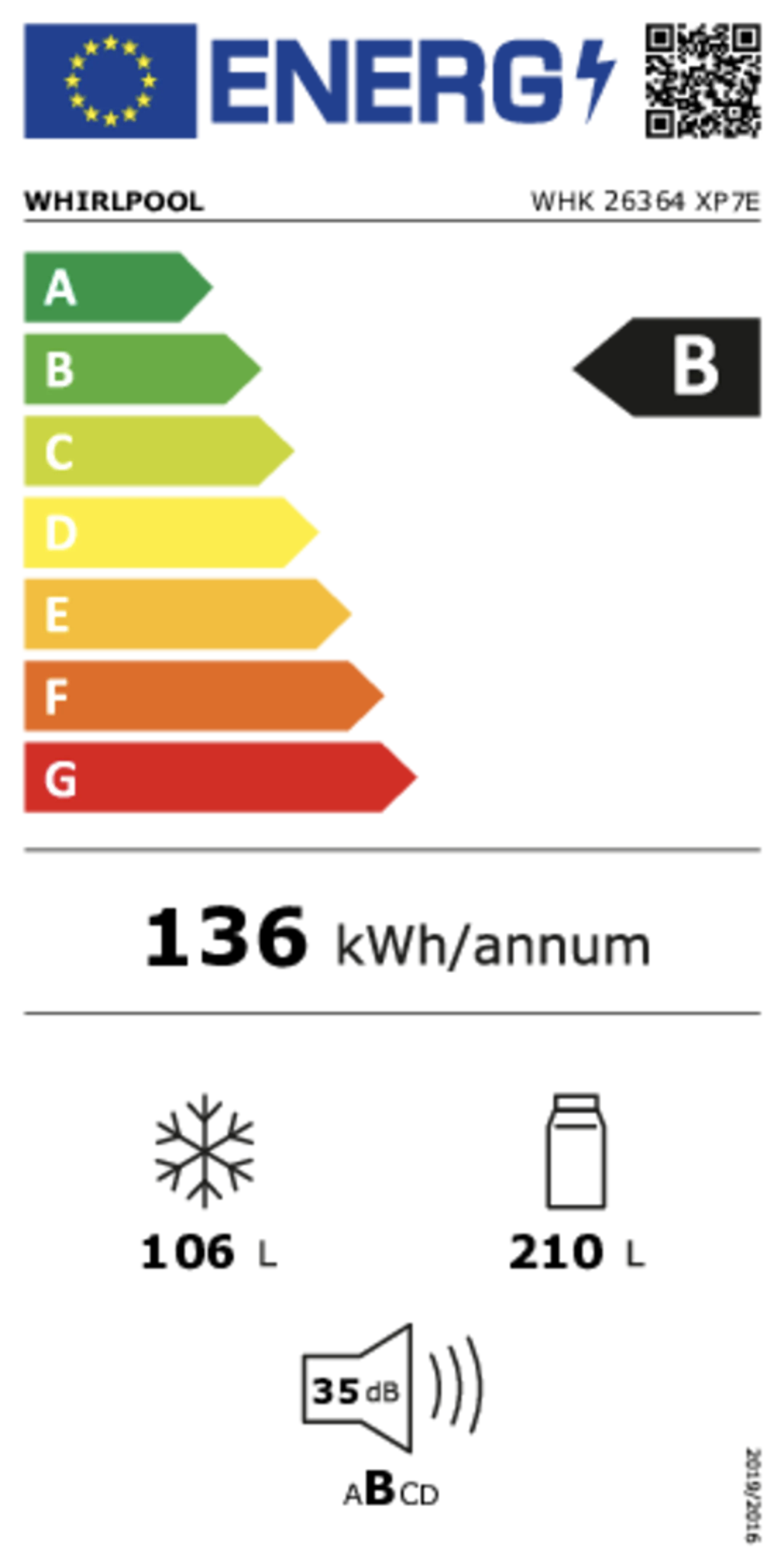Whirlpool Koelkast met diepvries WHK 26364 XP7E image