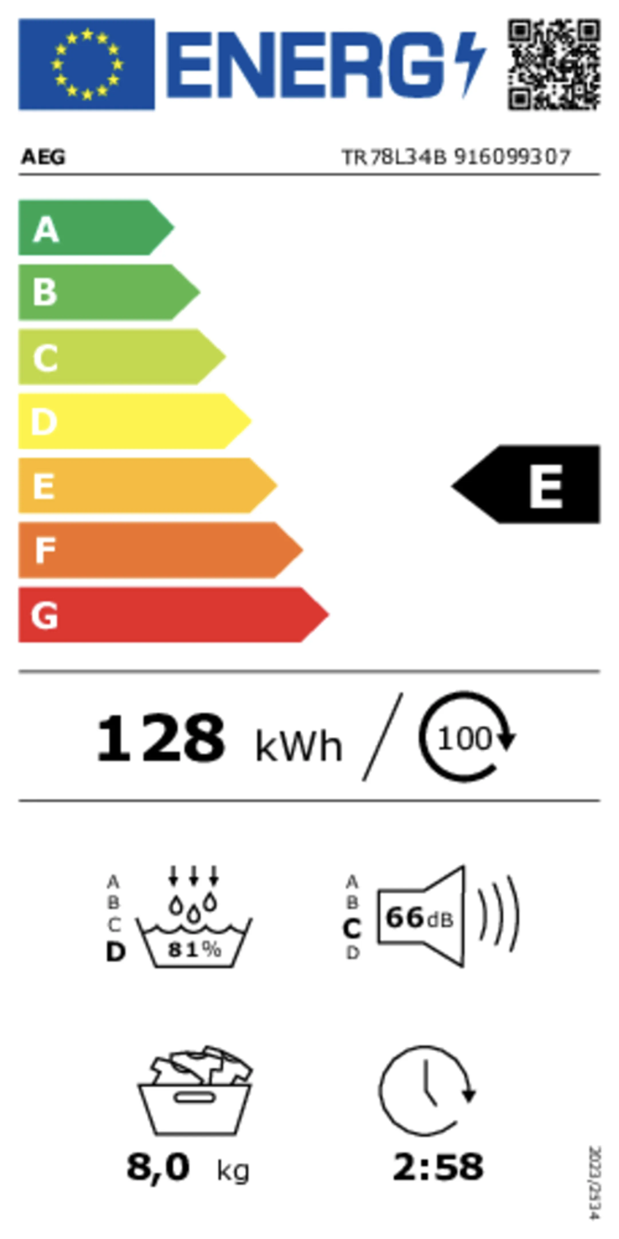 AEG Droogkast TR78L34B SensiDry image