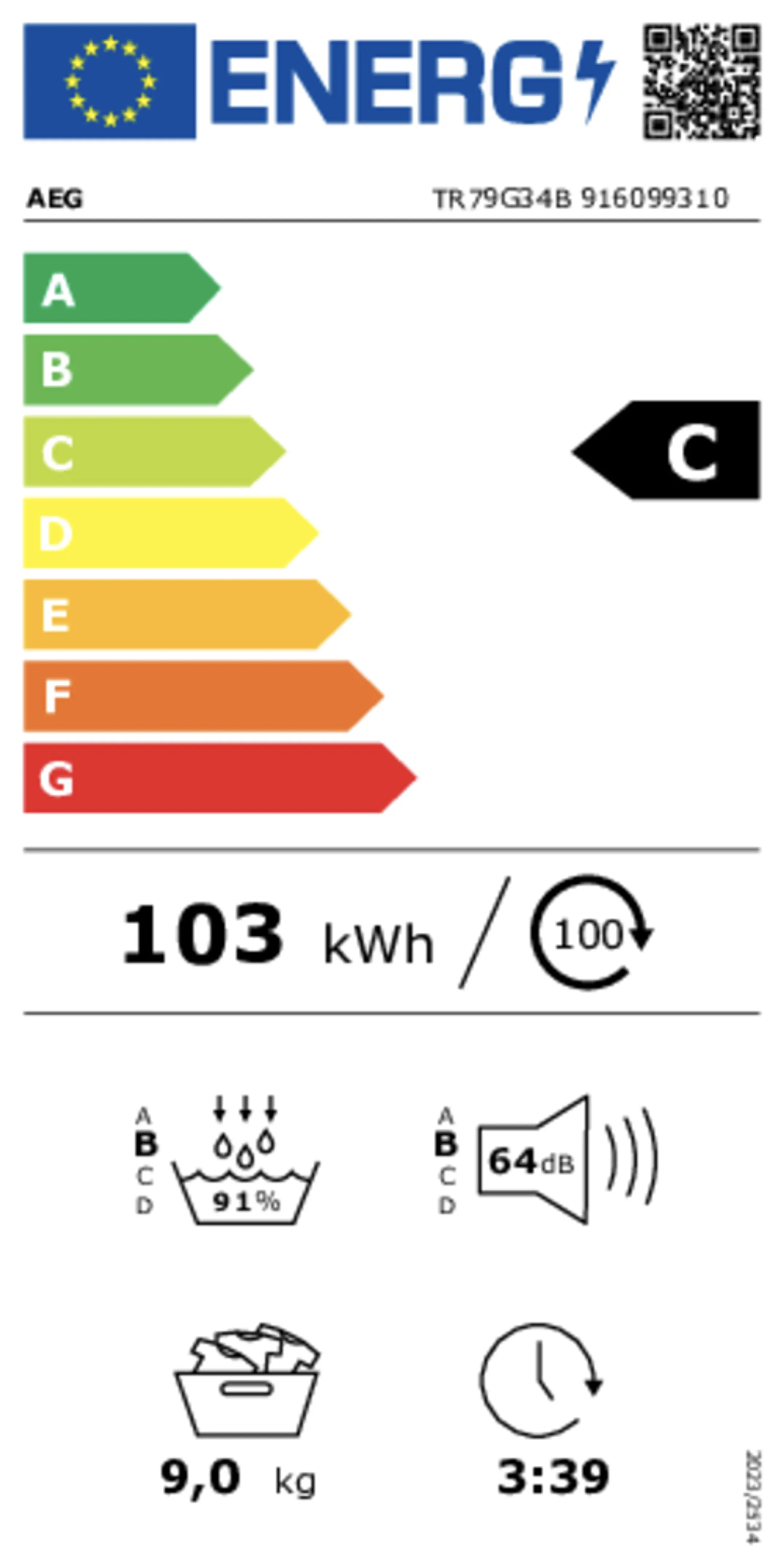 AEG Droogkast TR79G34B SensiDry image