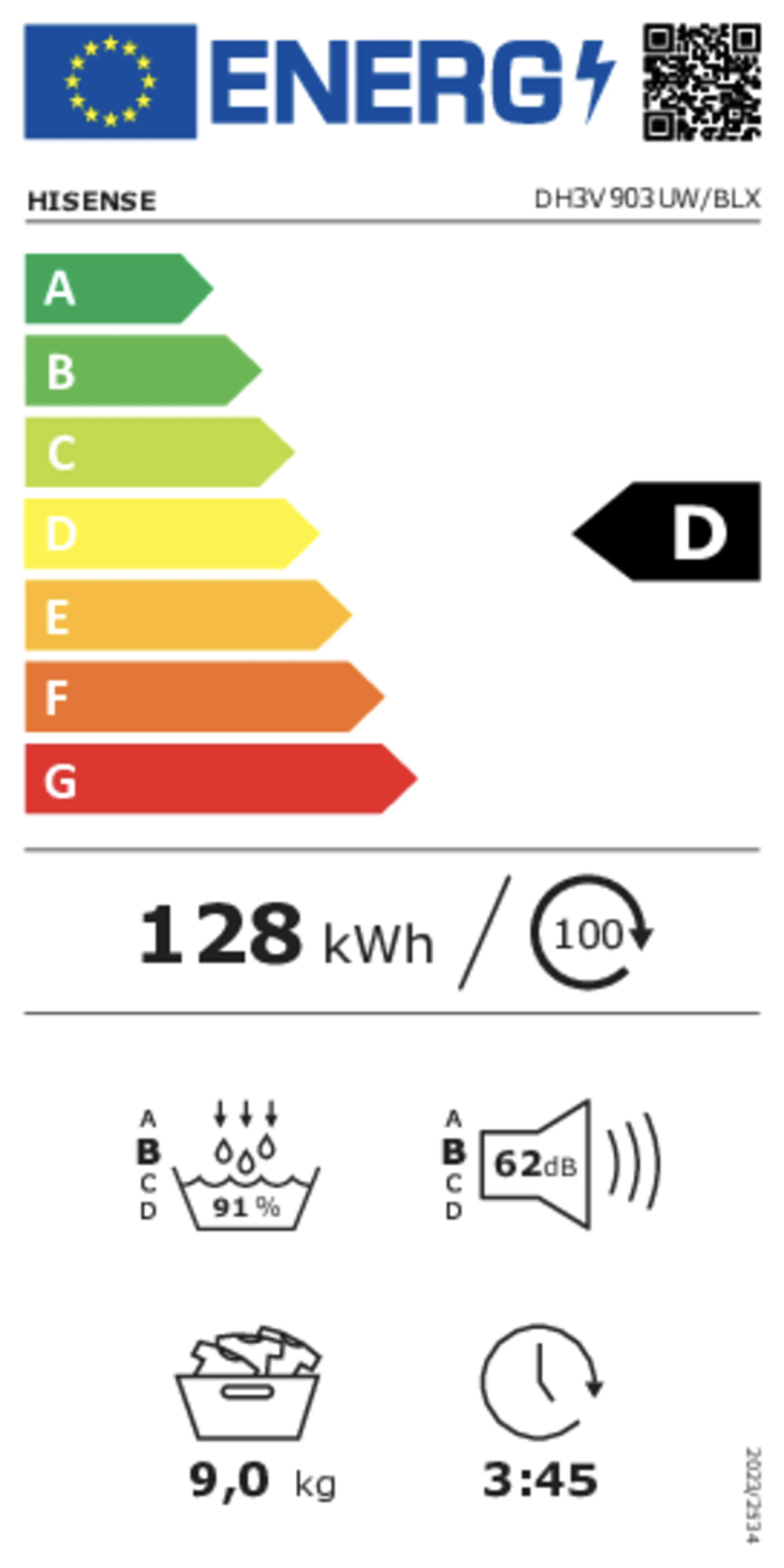 Hisense Sèche-linge DH3V903UW/BLX image