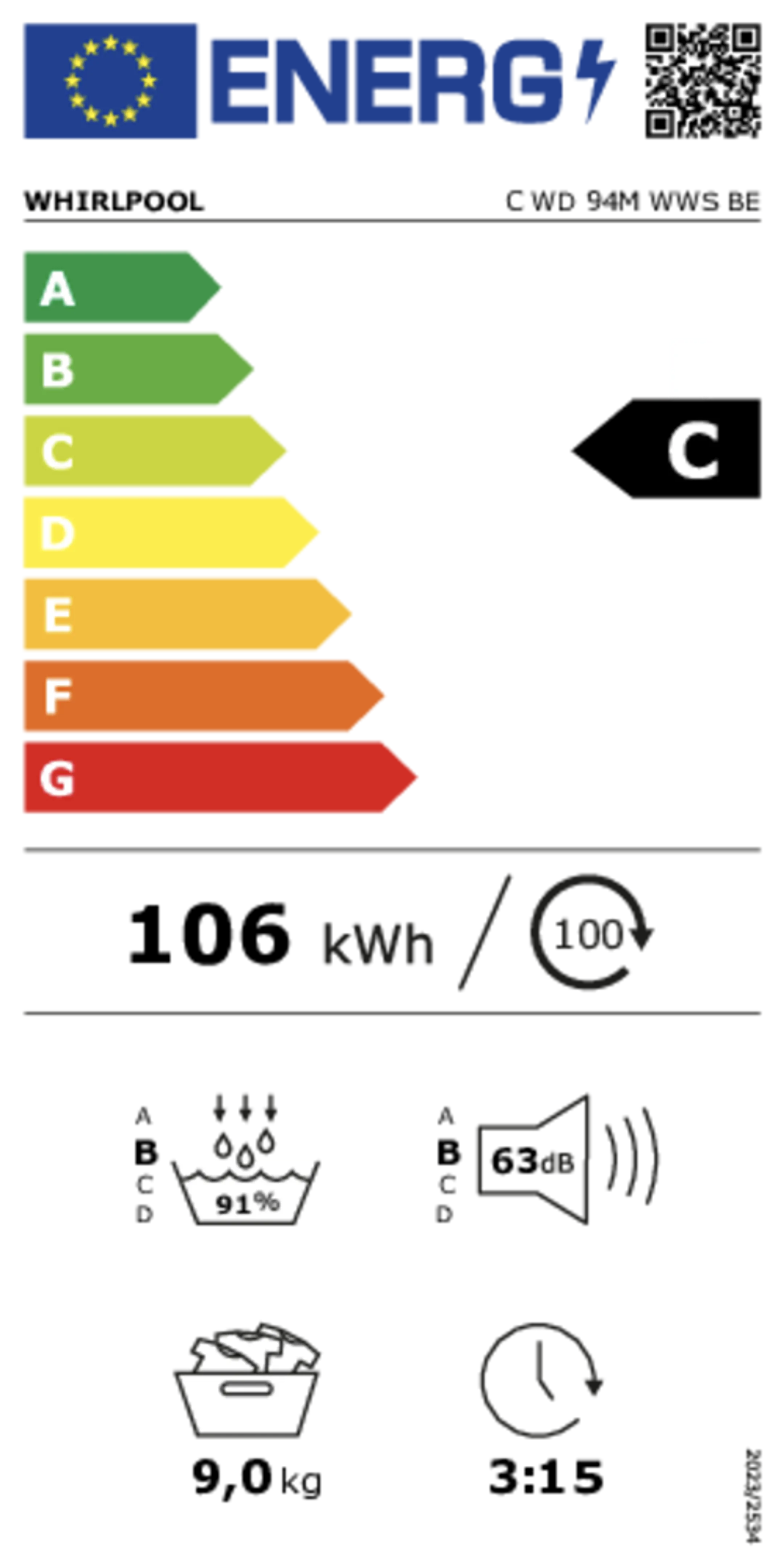 Whirlpool Droogkast C WD 94M WWS BE AdaptiveWash image