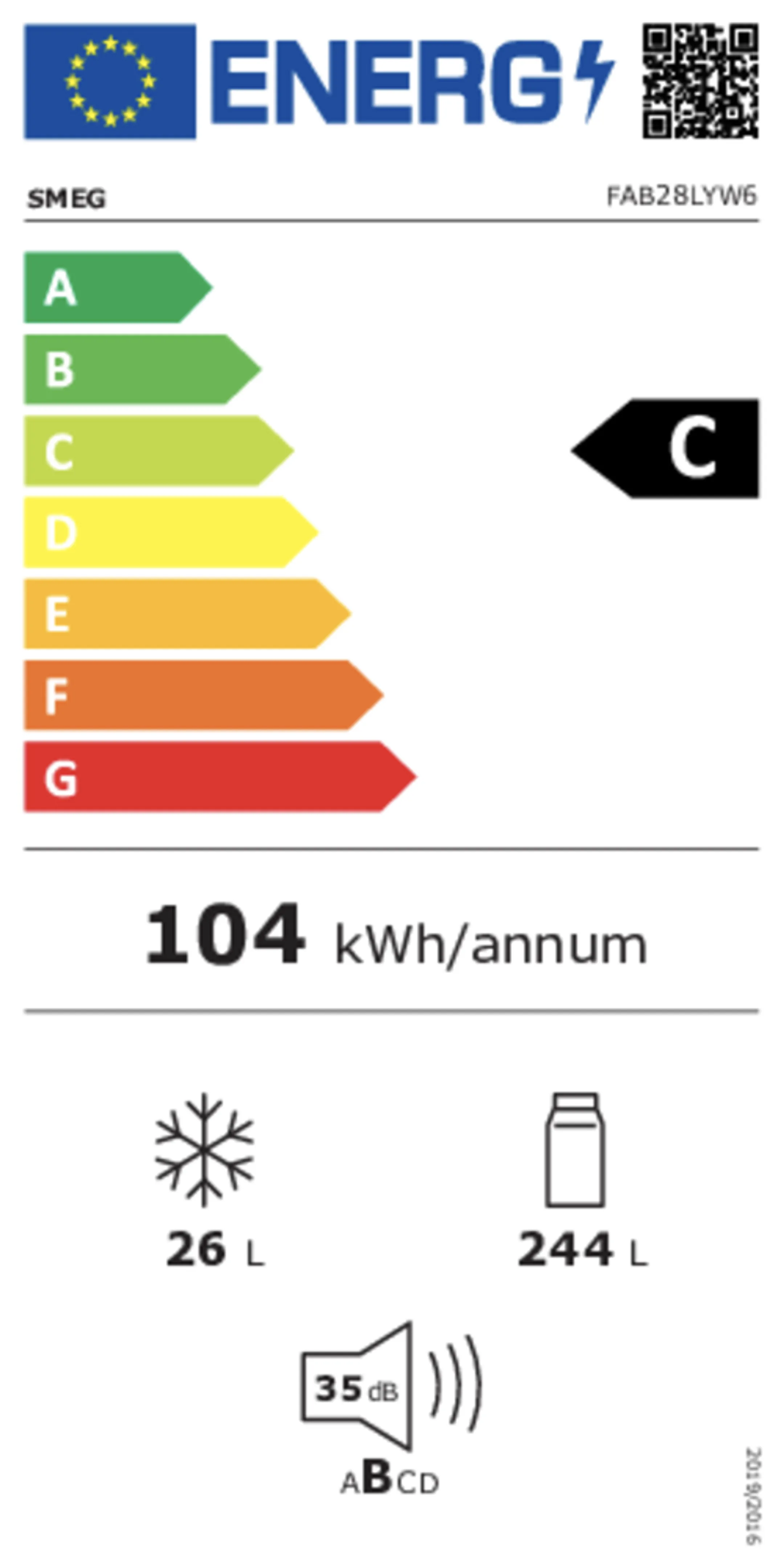 Smeg Frigo FAB28LYW6 Jaune image