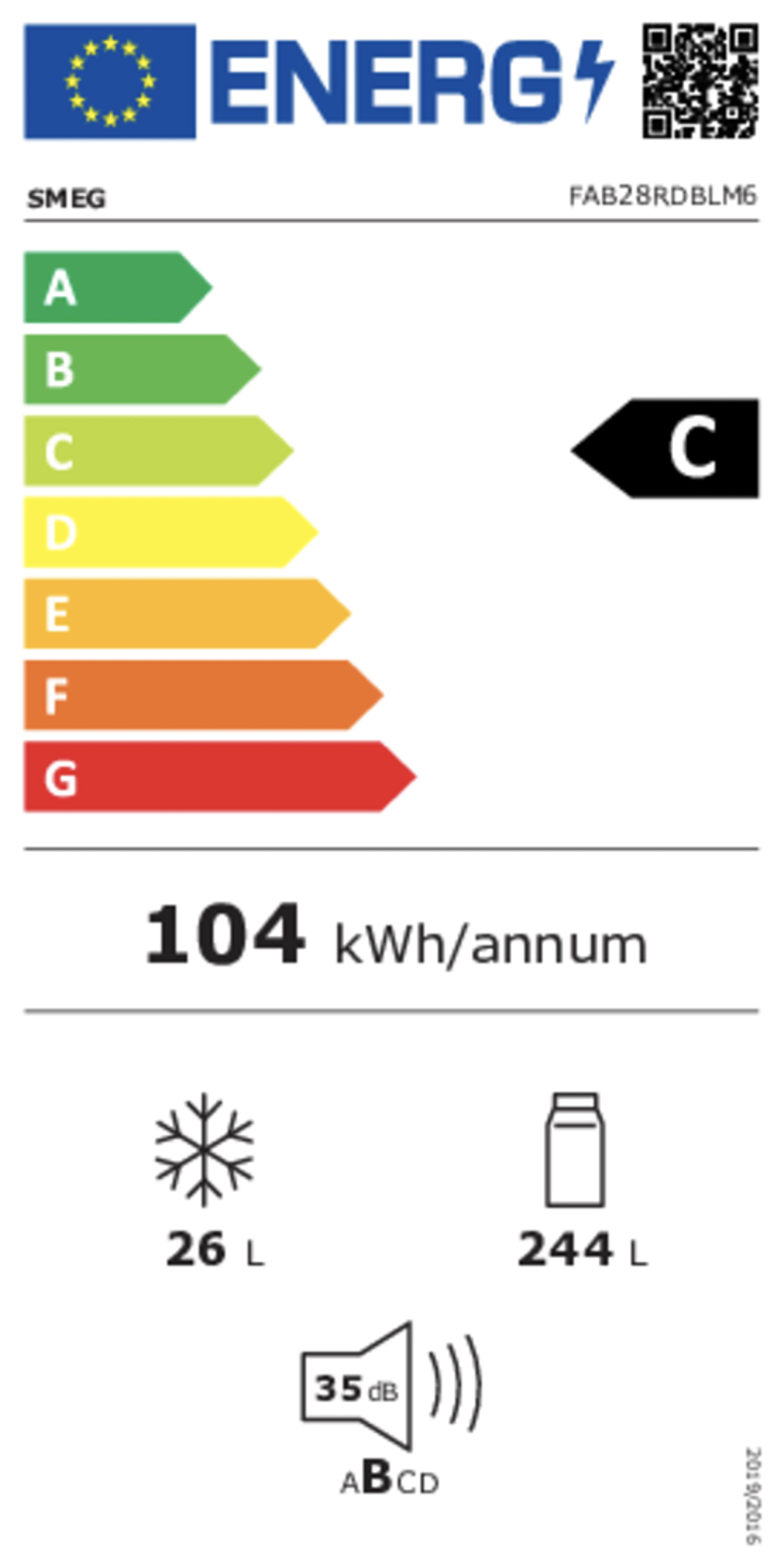 Smeg Frigo FAB28RDBLM6 Noir mat image