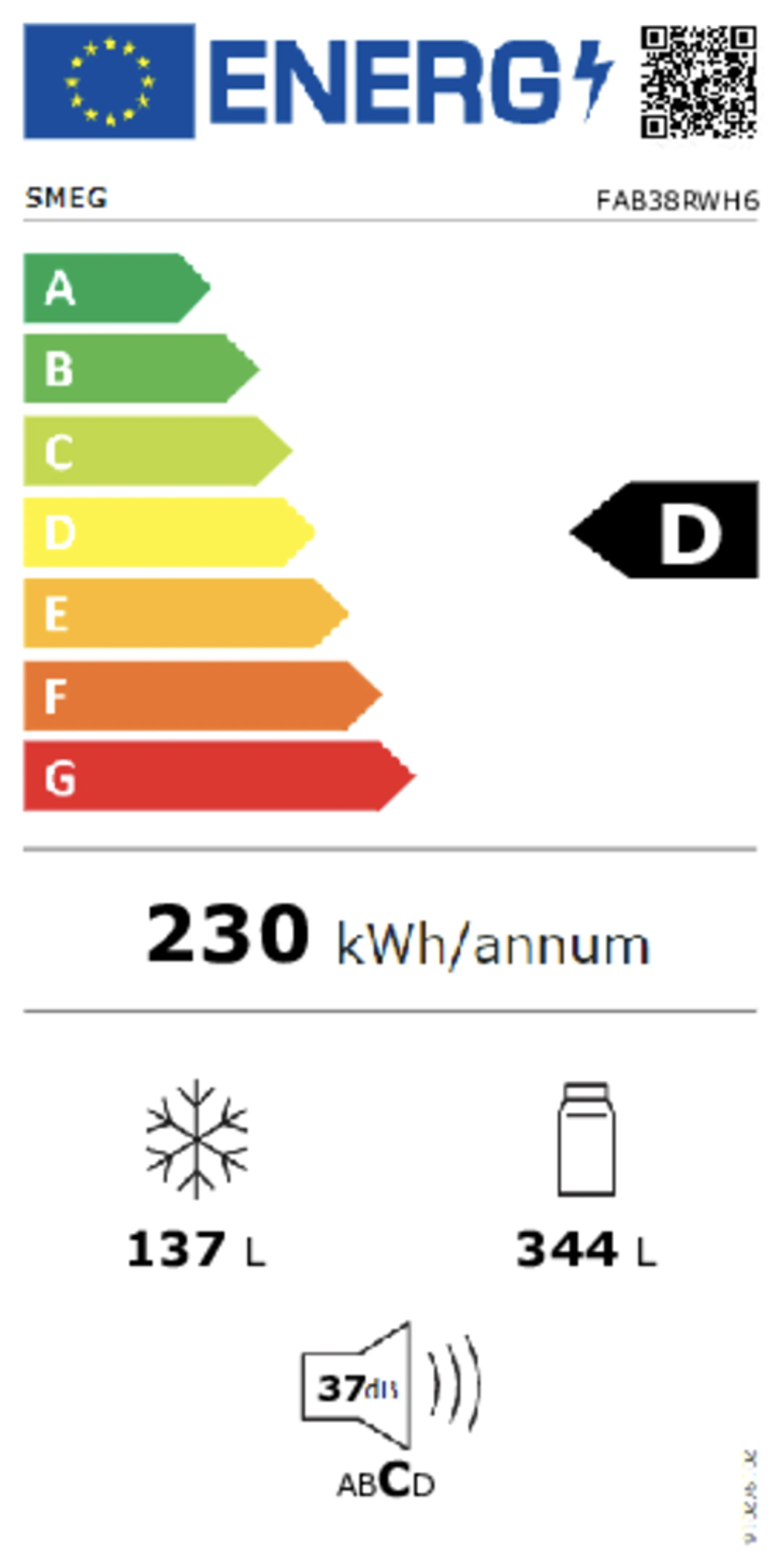 Smeg Combi frigo congélateur FAB38RWH6 image