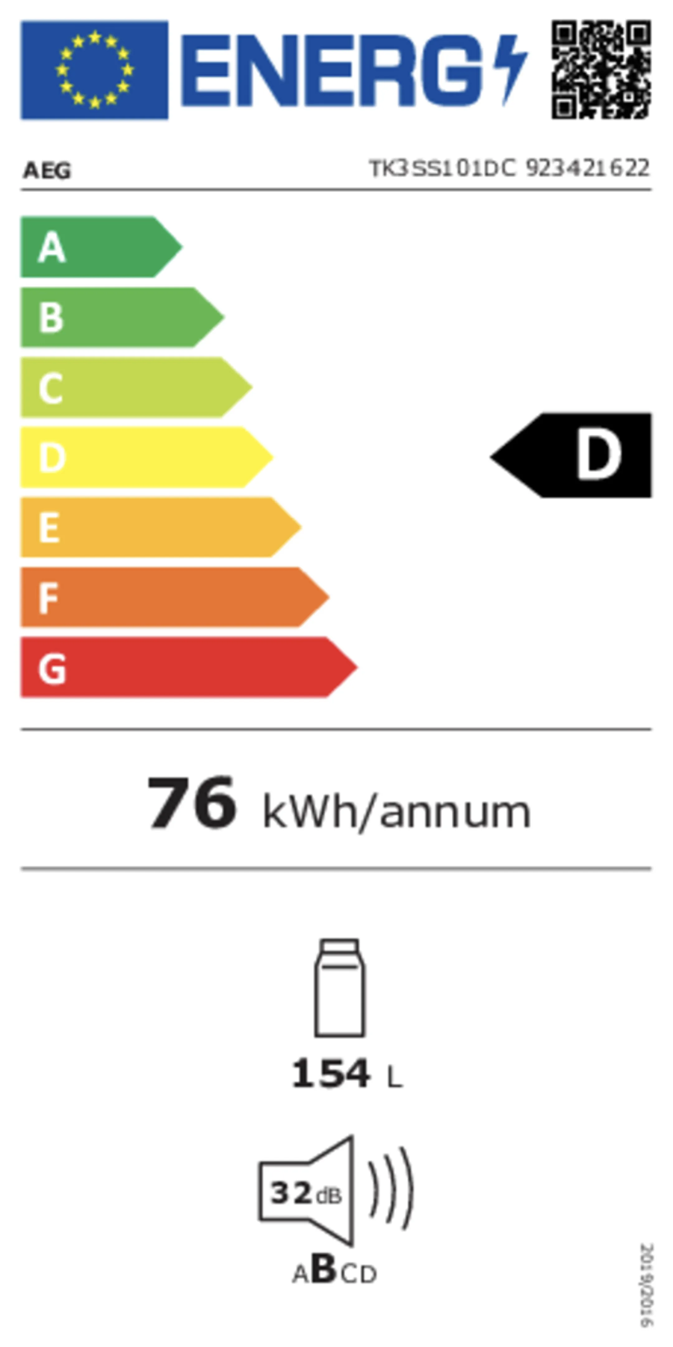 AEG Frigo encastrable TK3SS101DC image