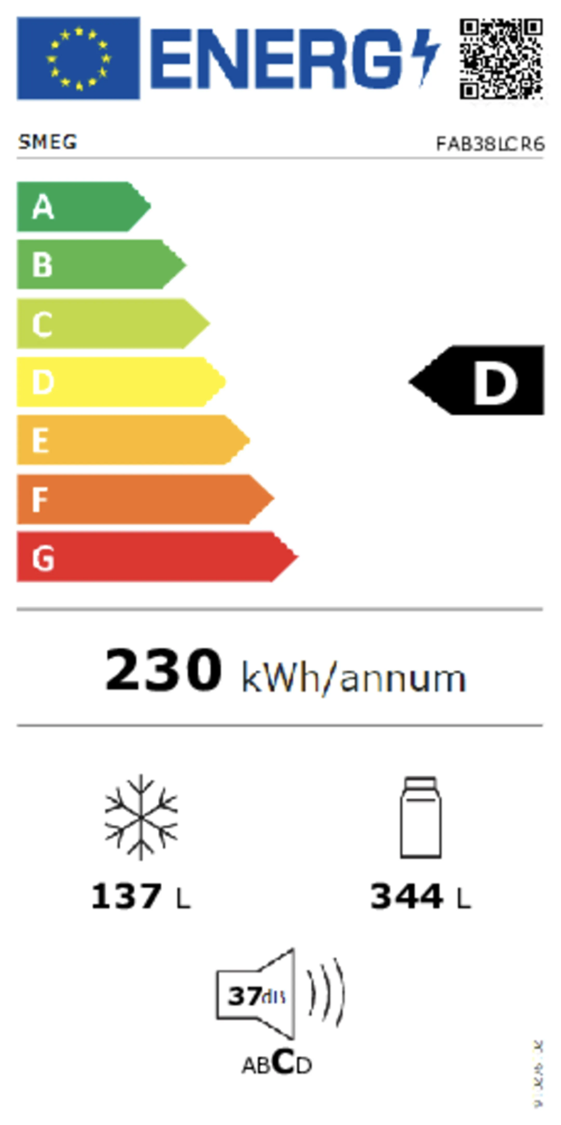 Smeg Koelkast met diepvries FAB38LCR6 image