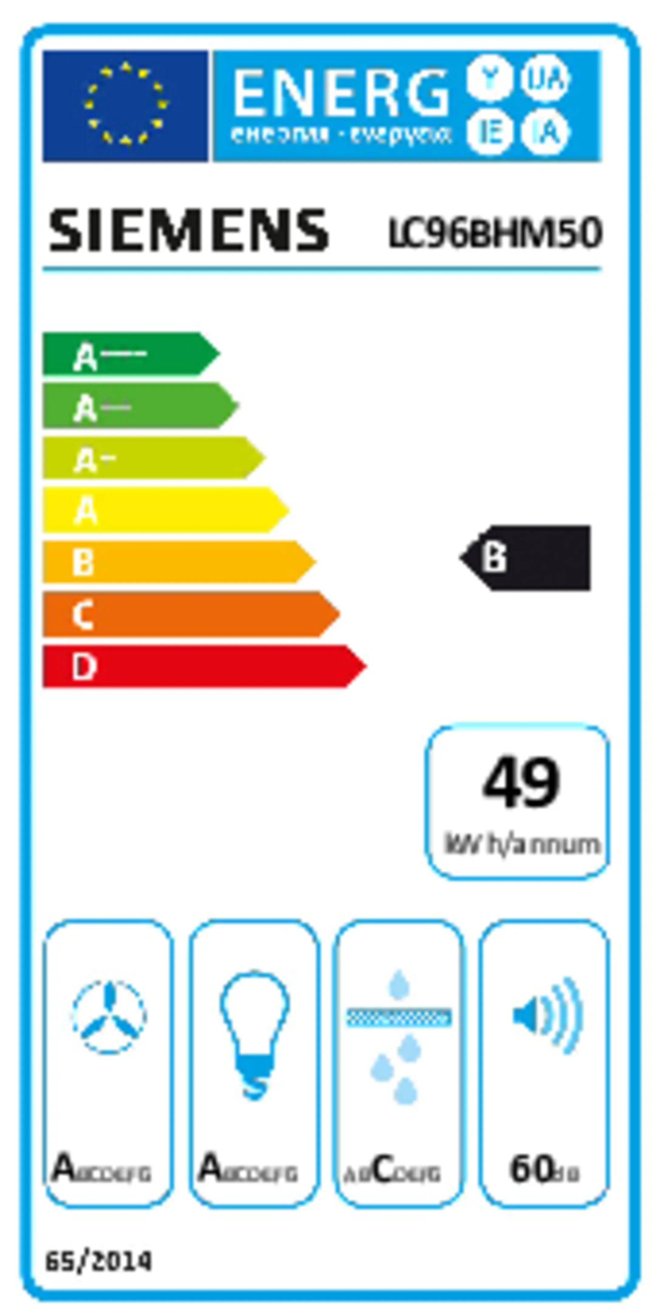 Siemens Hotte décorative LC96BHM50 Box-Design image