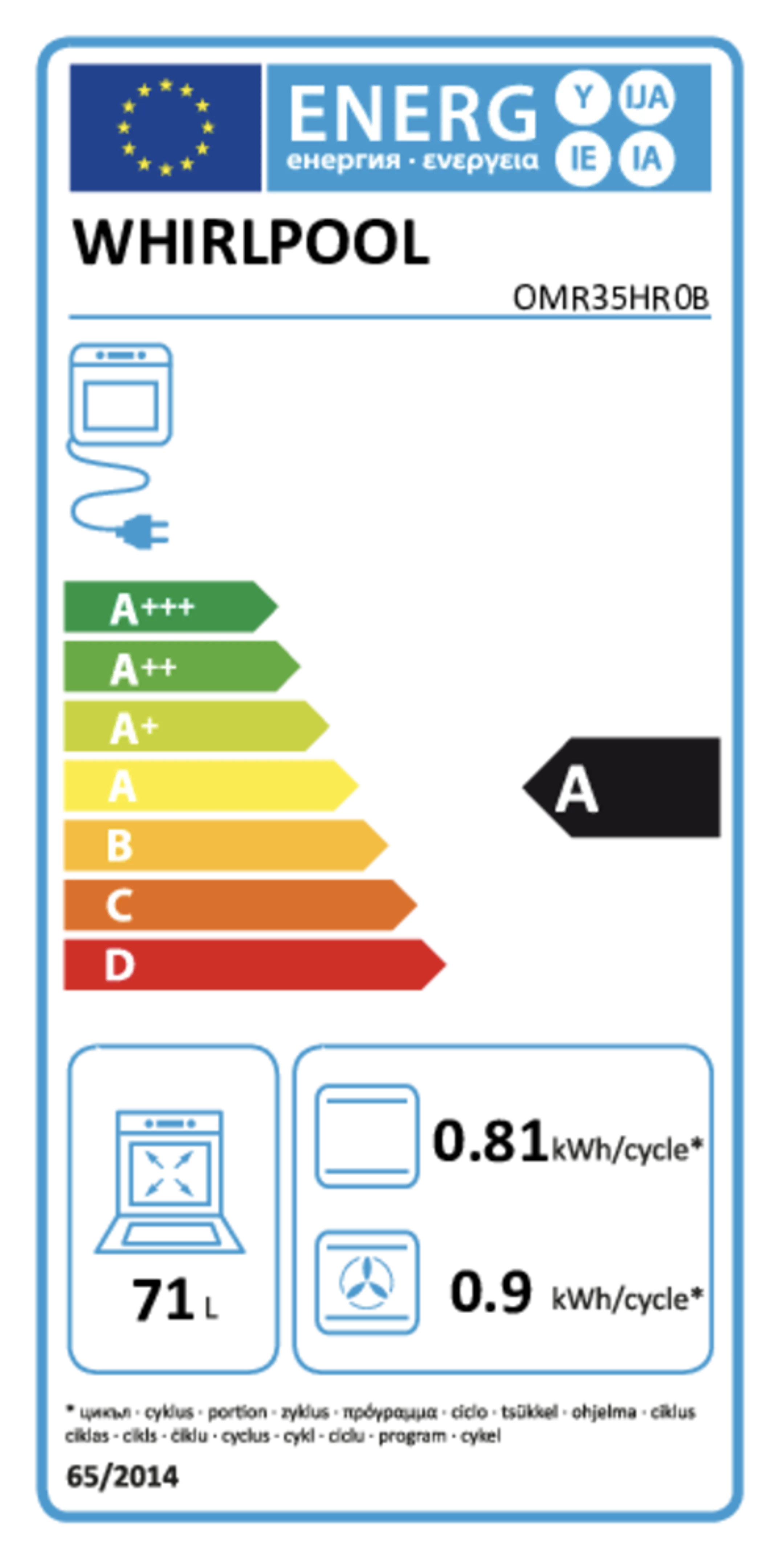 Whirlpool Inbouw oven OMR35HR0B image