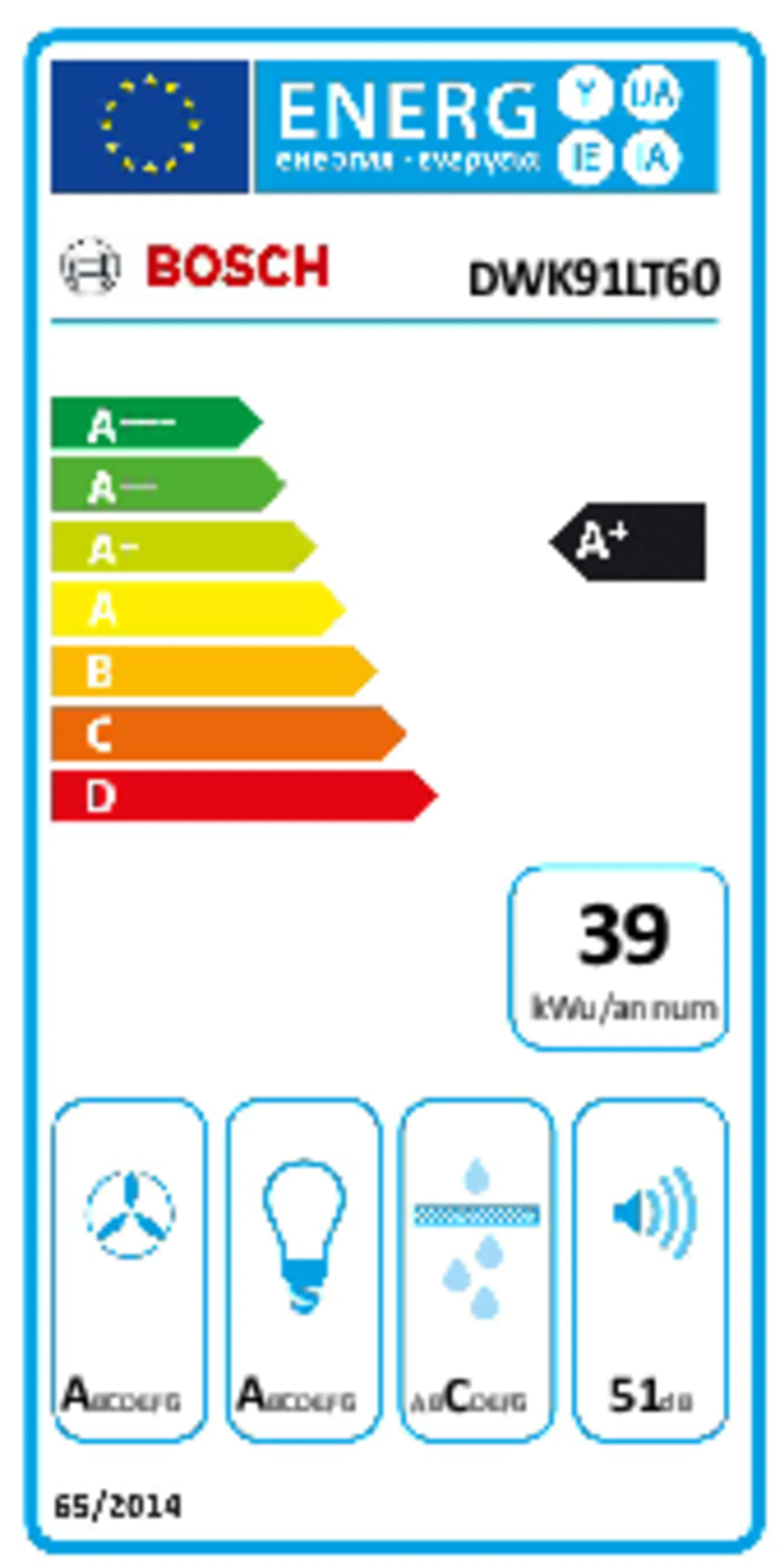 Bosch Hotte décorative DWK91LT60 image