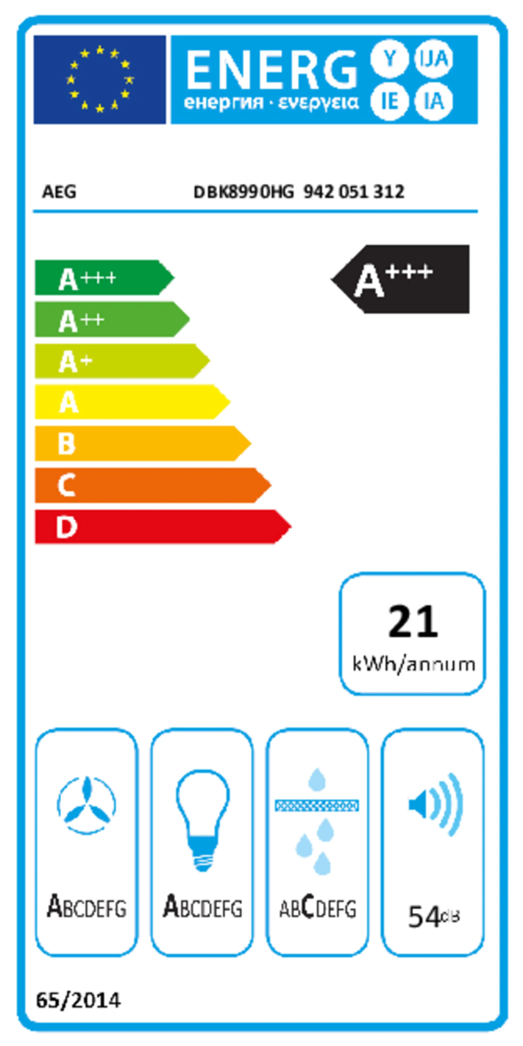 AEG Schouwdampkap DBK8990HG image