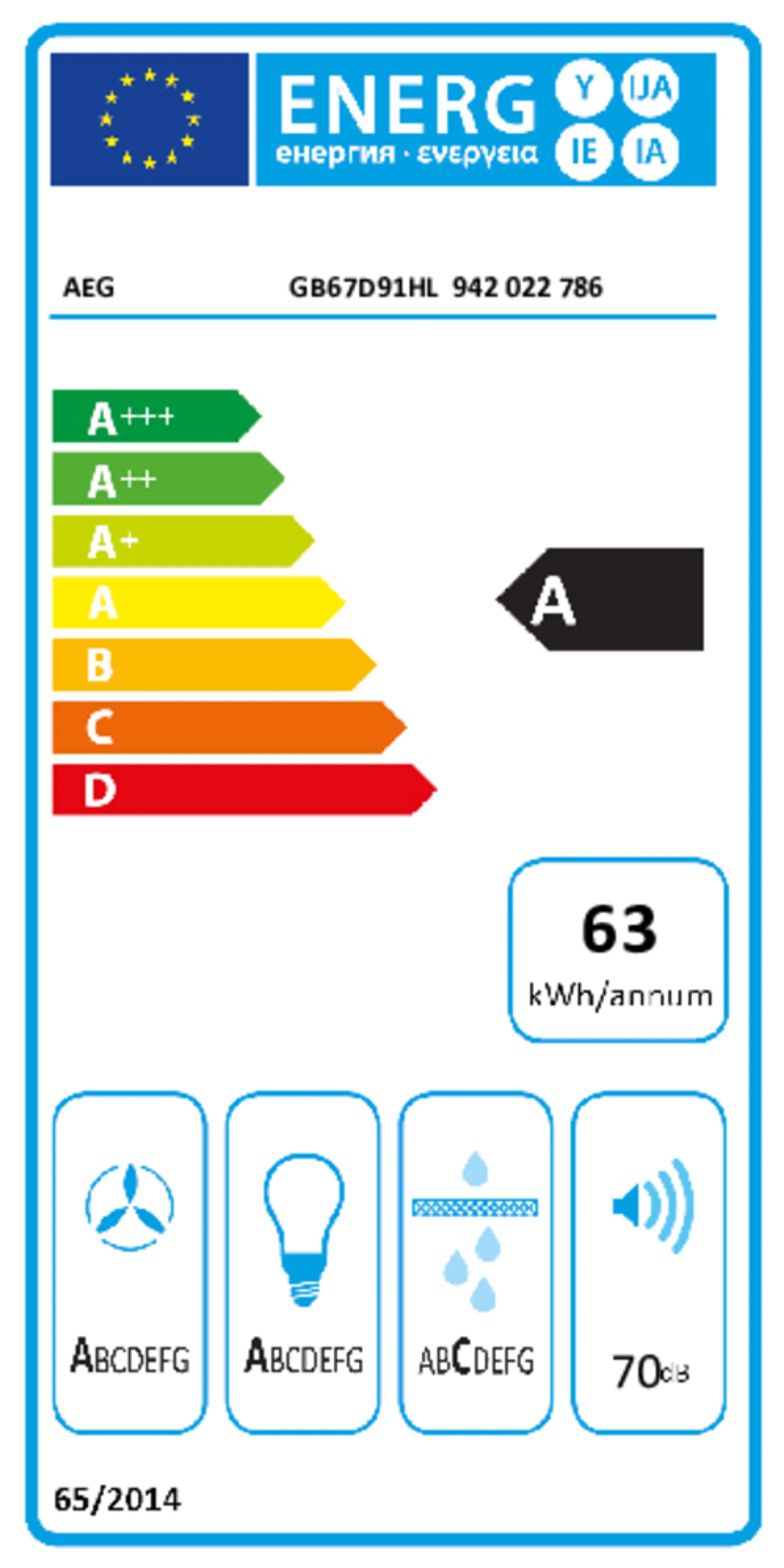 AEG Schouwdampkap GB67D91HL image