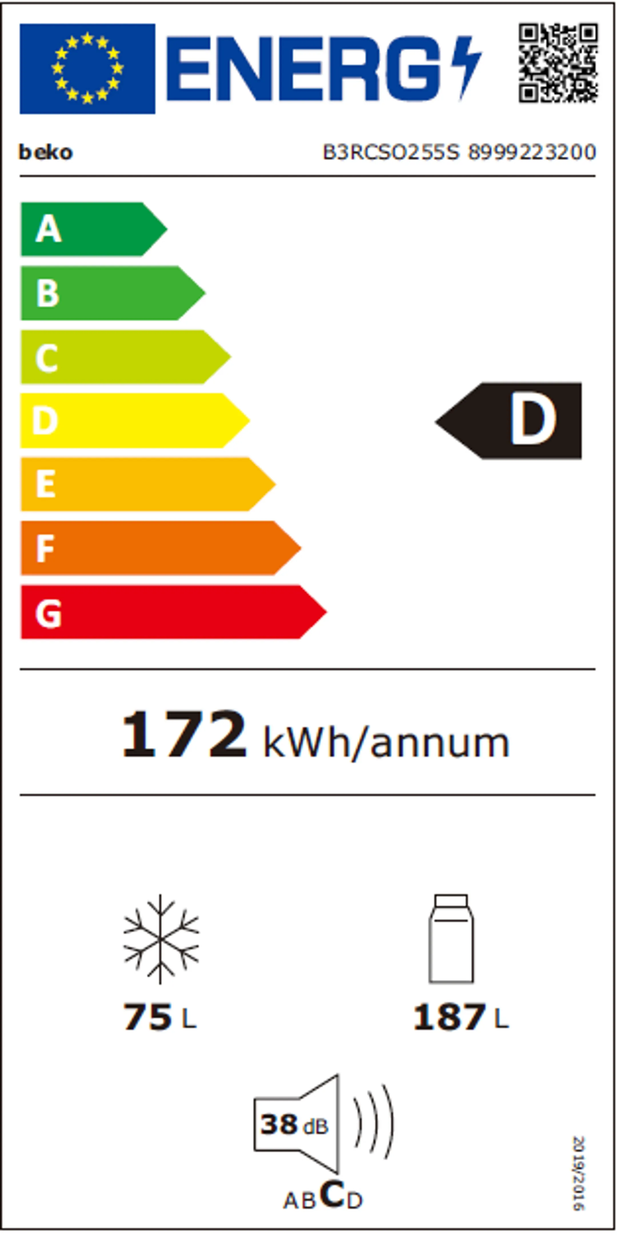 Beko Koelkast met diepvries B3RCSO255S image