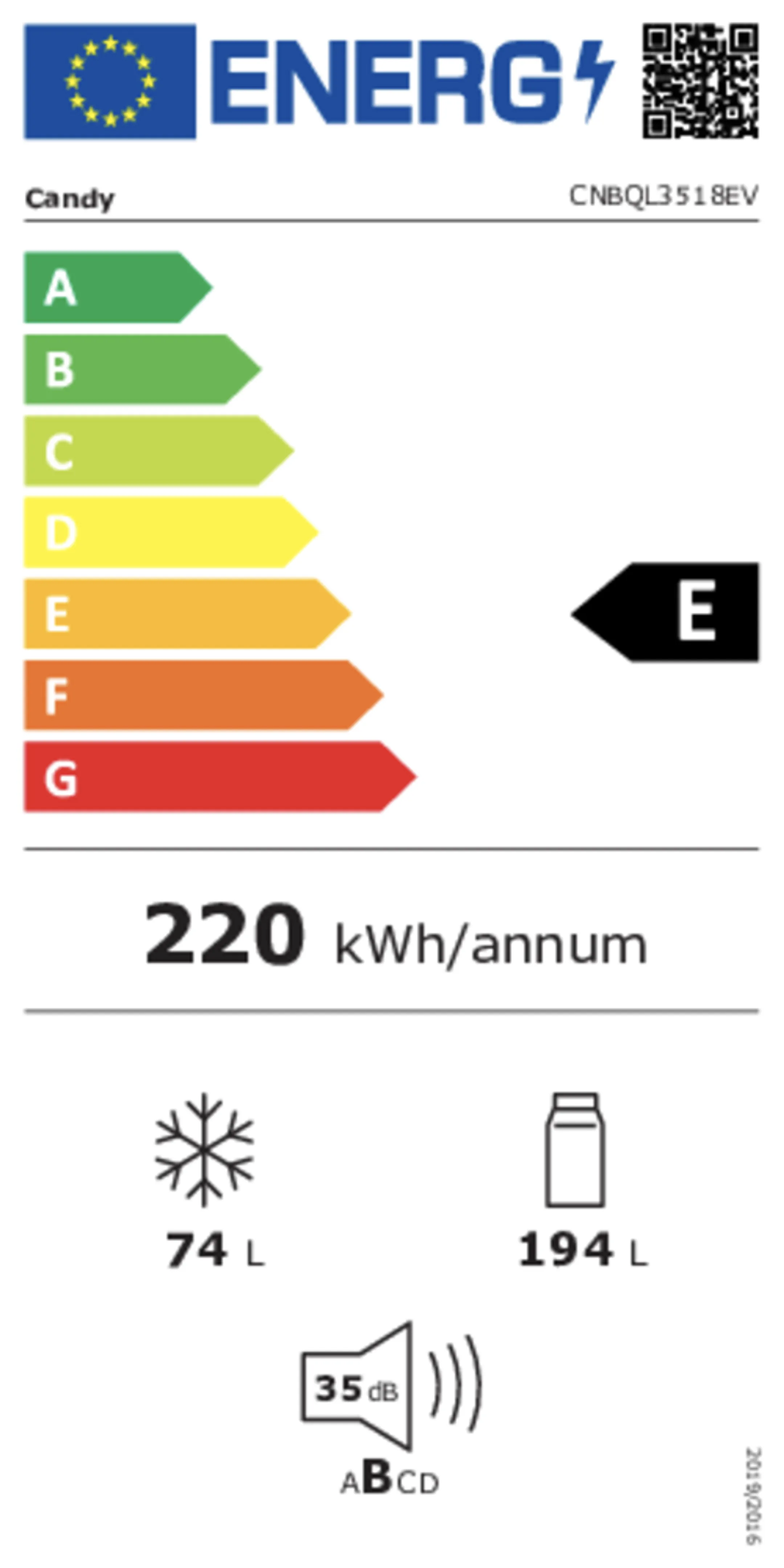 Frigo-congélateur encastrable CNBQL3518EV