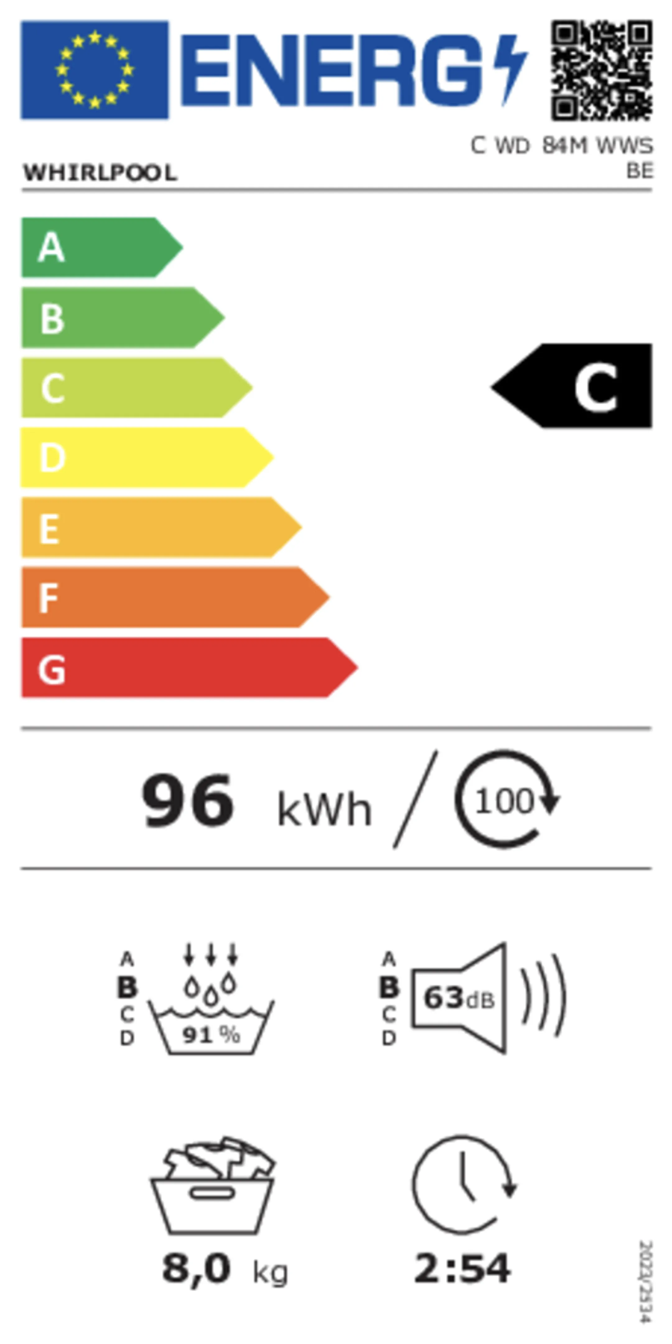 Droogkast C WD 84M WWS BE AdaptiveWash