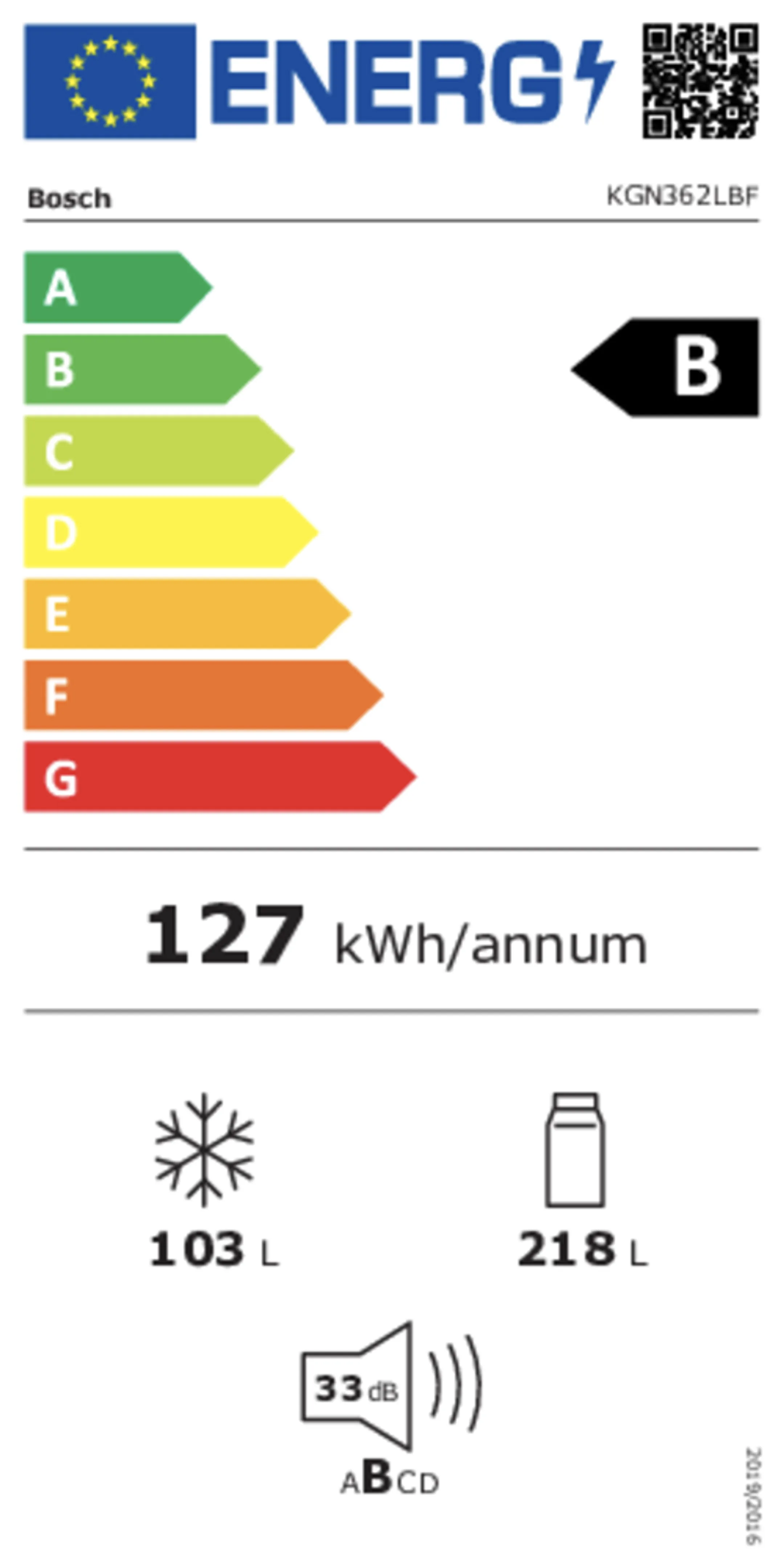 Combi frigo congélateur KGN362LBF