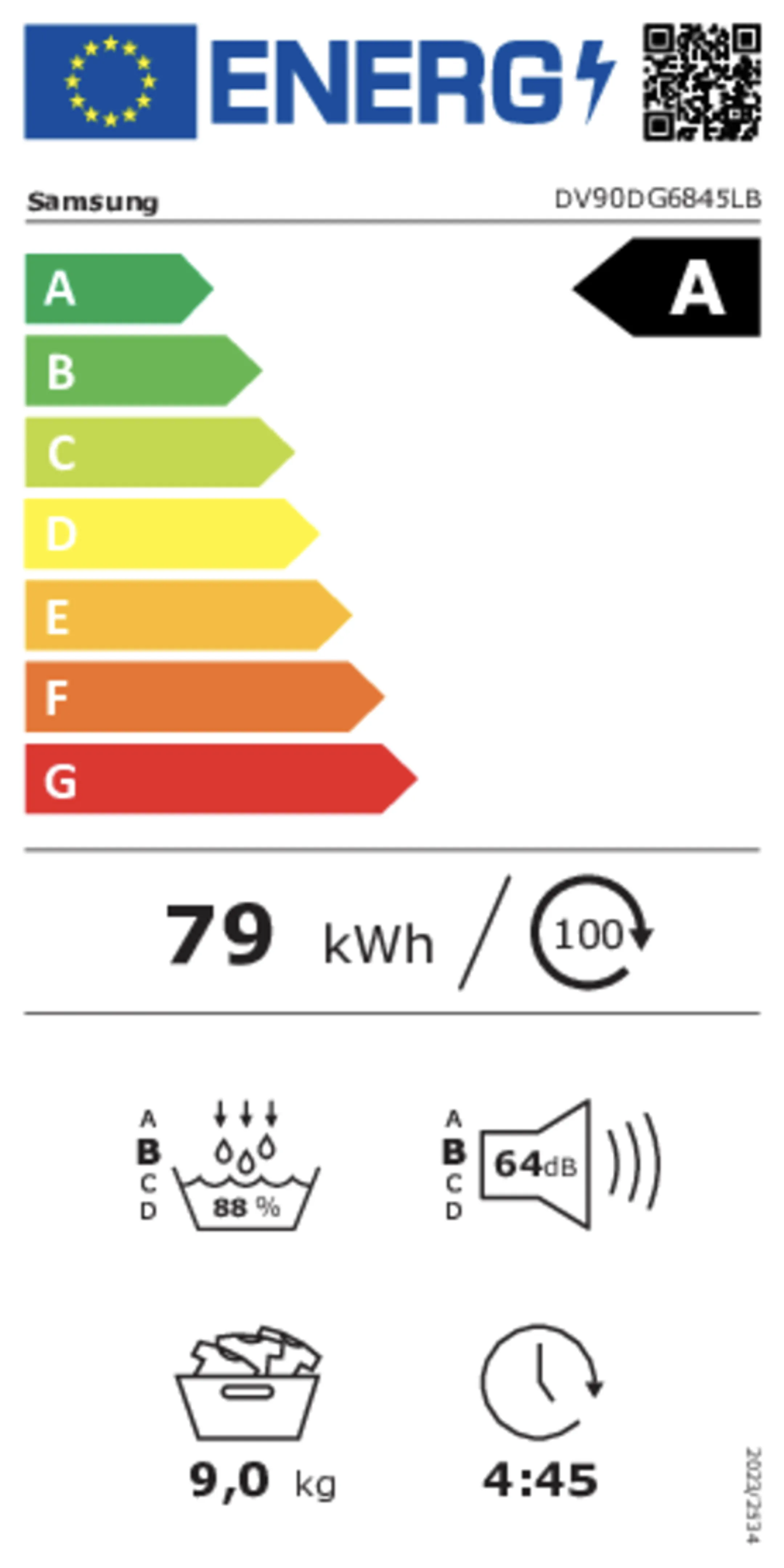 Sèche-linge DV90DG6845LBU3 AI Dry+ 6000-serie 9kg