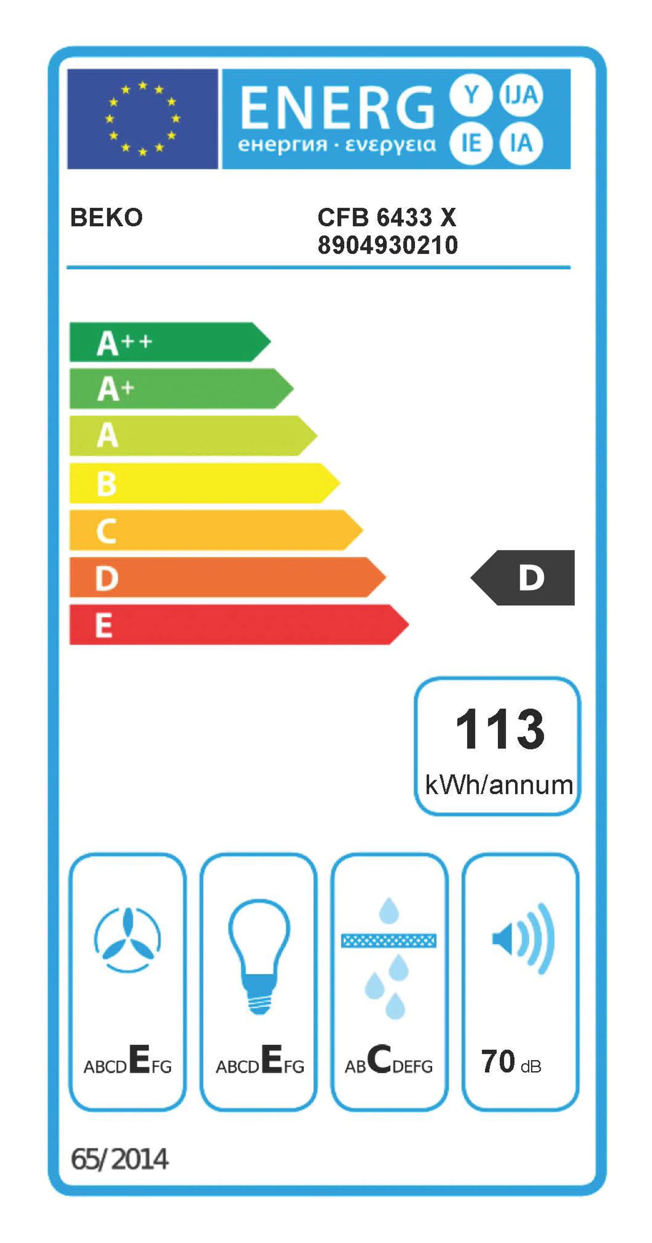 Beko Onderbouwdampkap CFB 6433 X image