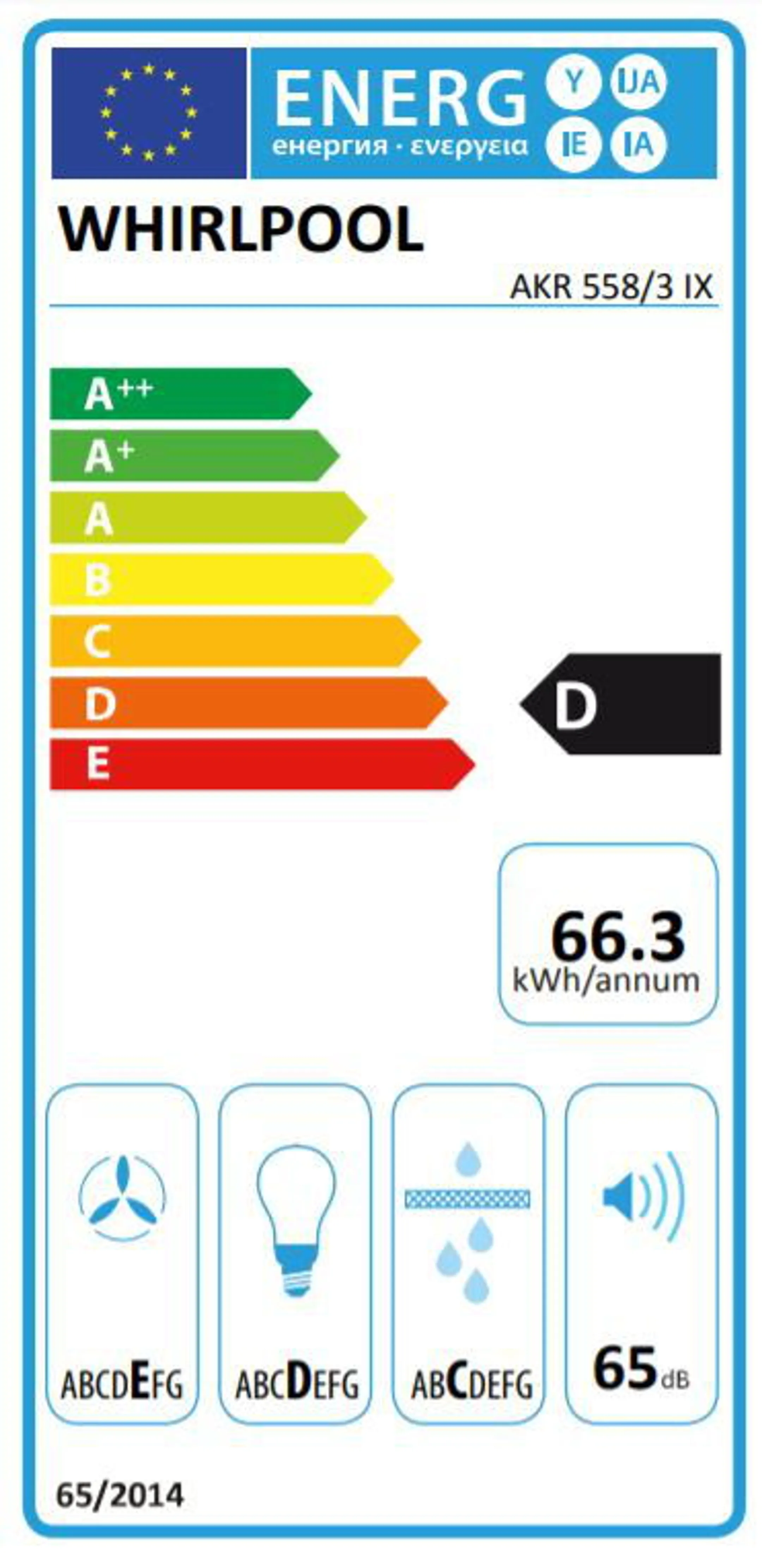 Whirlpool Schouwdampkap AKR 558/3 IX image